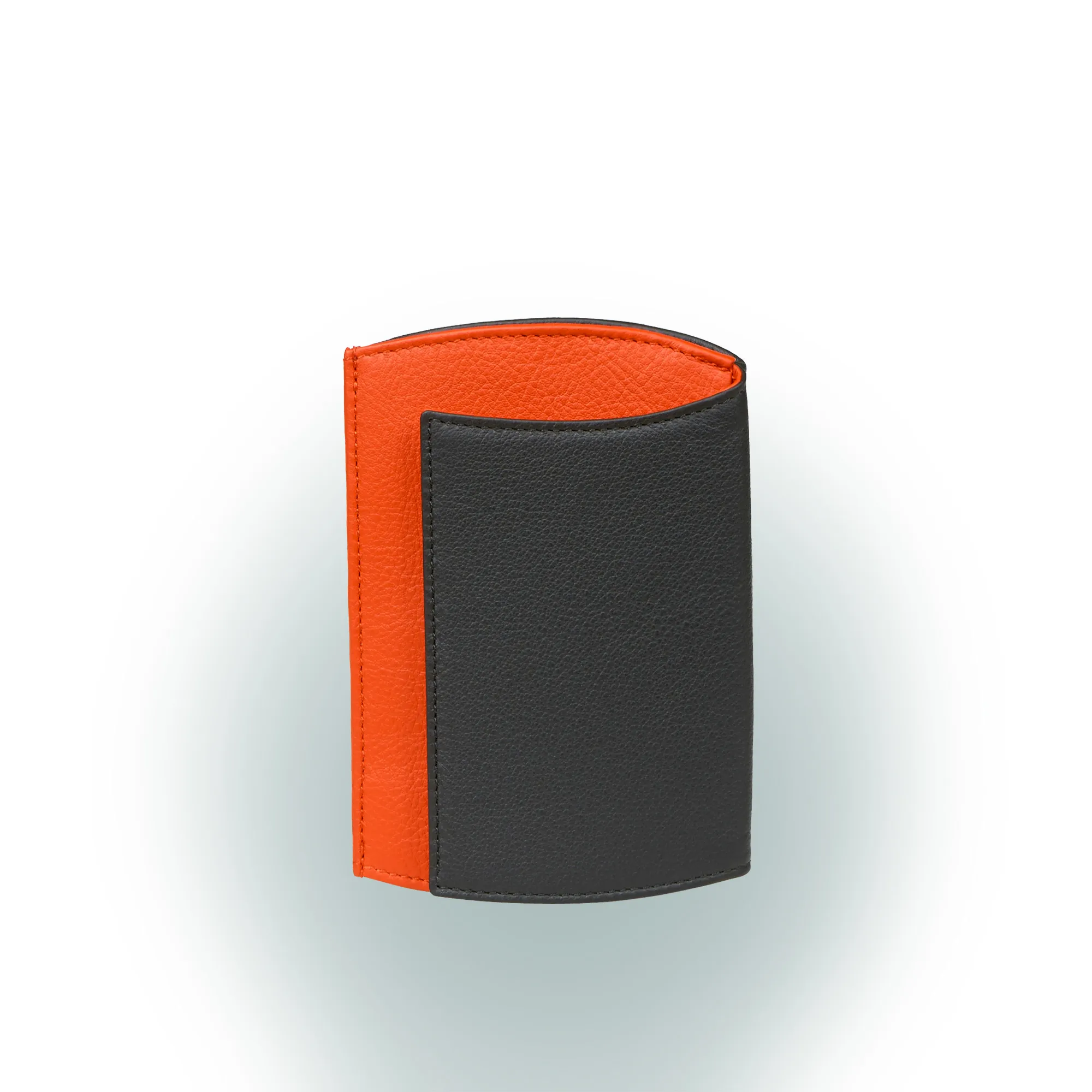 Olbrish Portemonnaie Pandora, Nappaleder Schwarz-Orange, Vorderwand