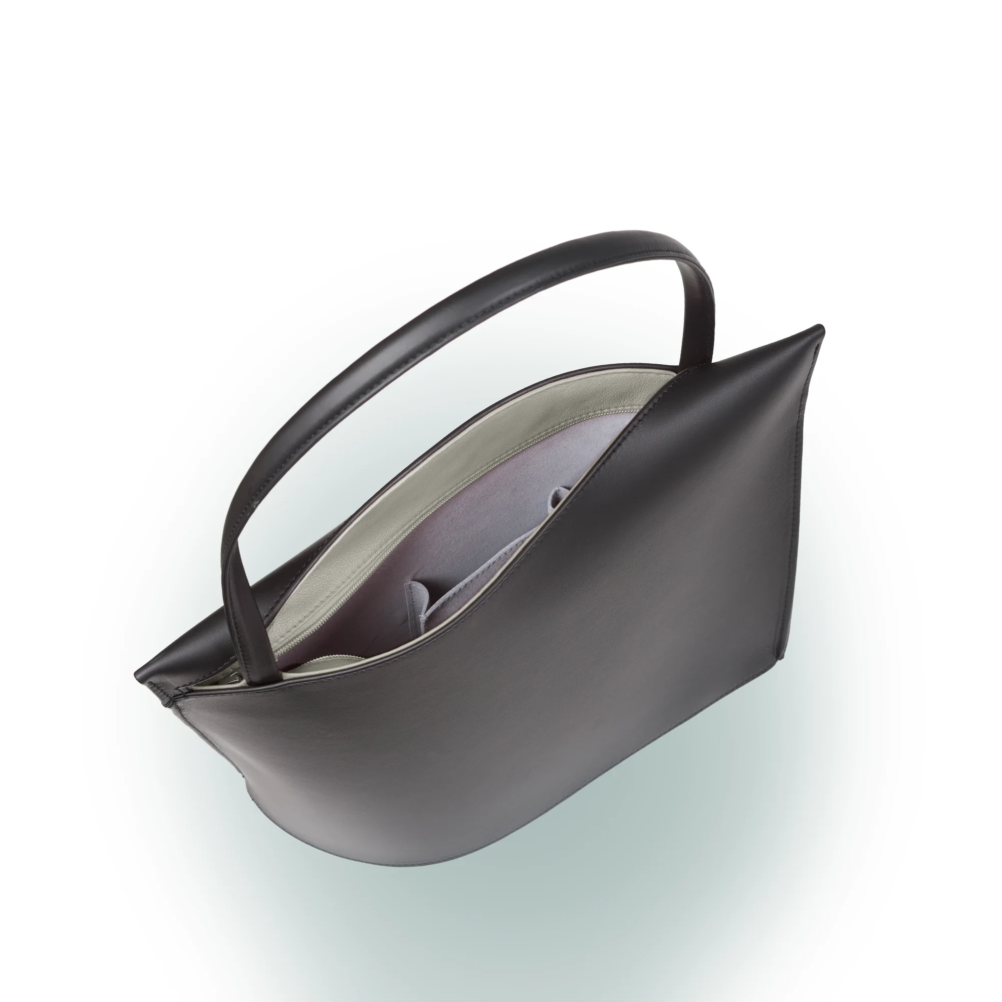 Olbrish Handtasche Wave, Nappaleder Schwarz-Stone, Größe L, Innenleben
