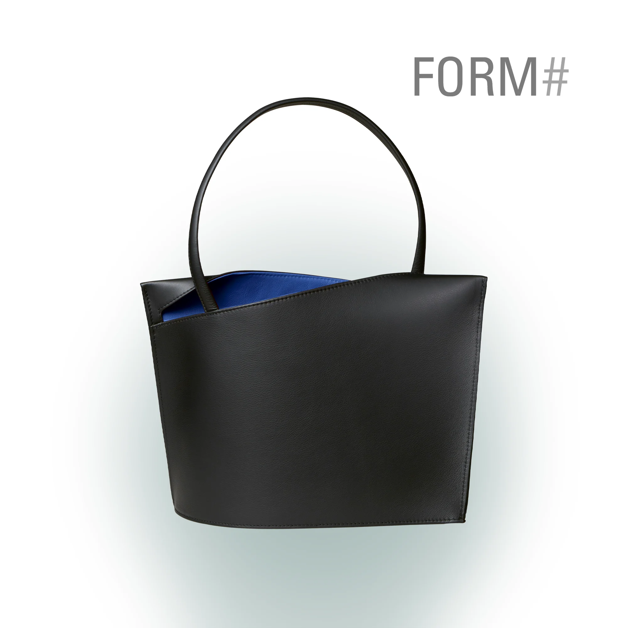 Olbrish Handtasche Wave, Nappaleder Schwarz-Azurblau, Größe L, Vorderwand