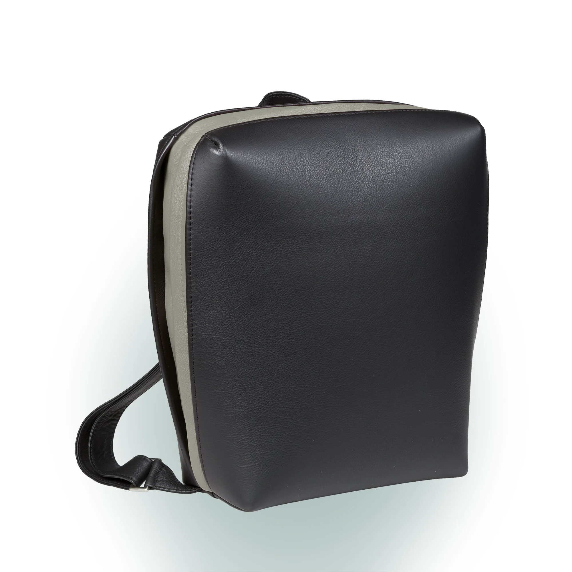 Olbrish Rucksack Jetback, Nappaleder Schwarz-Stone, Größe M, Vorderwand-schräg