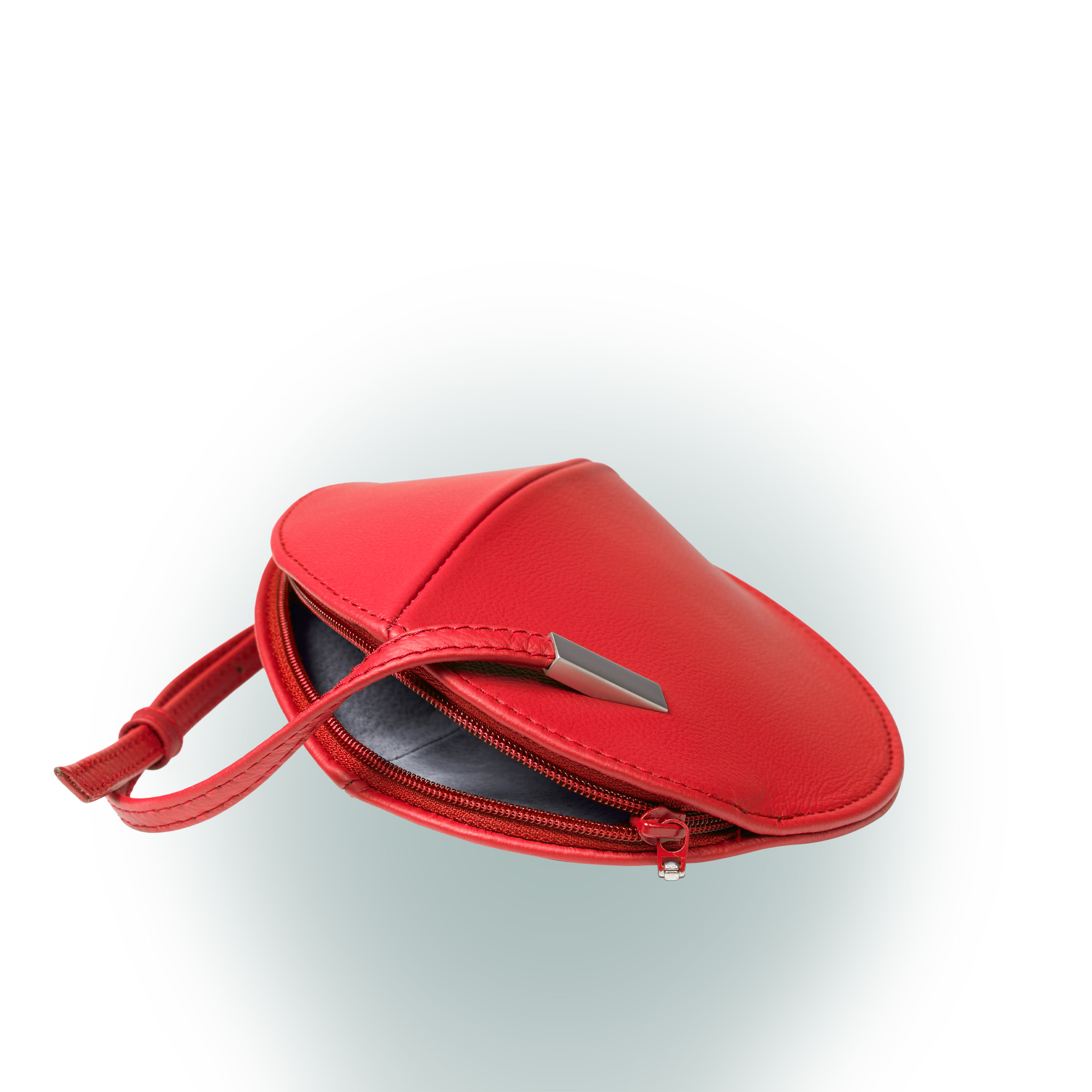 Olbrish Handtasche Oval, Nappaleder Rot, Offene Ansicht