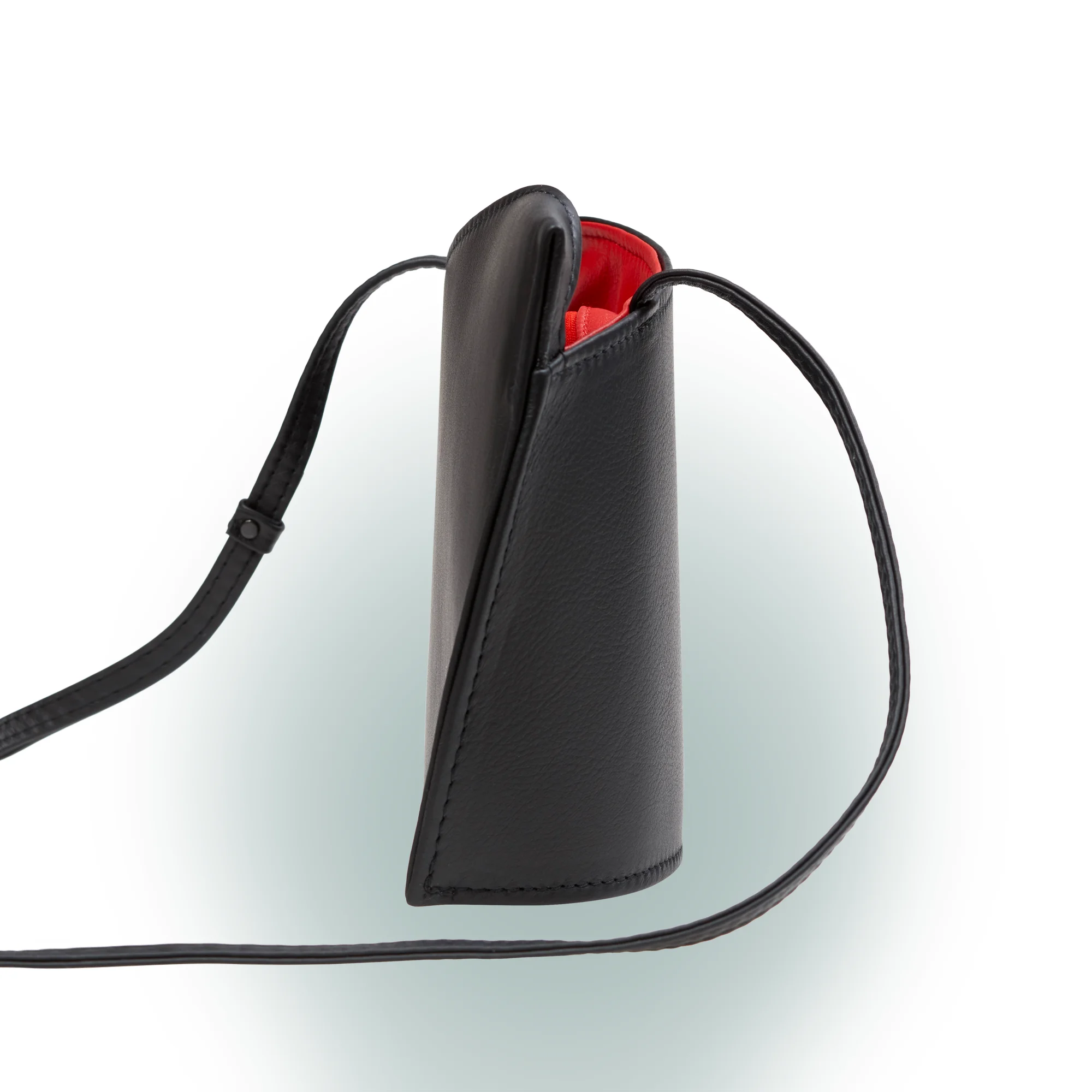 Olbrish Handtasche Wave, Nappaleder Schwarz-Rot, Größe S, Seitenansicht