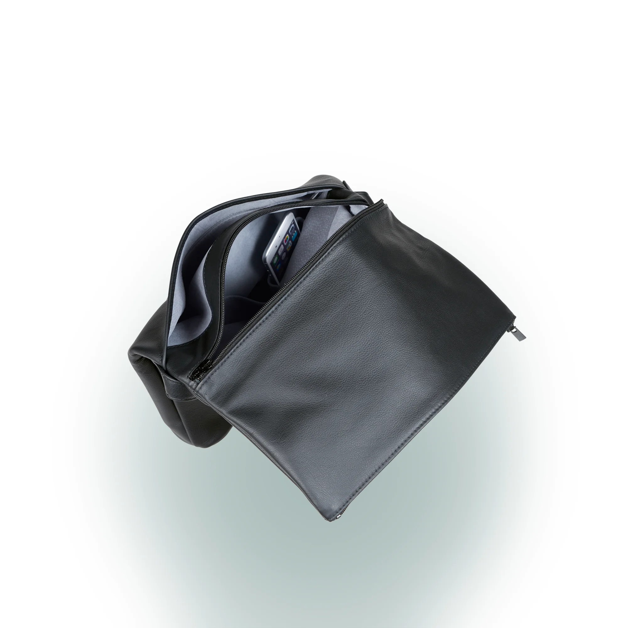 Olbrish Handtasche Chamäleon, Nappaleder Schwarz-Stone, Größe M, Innenleben