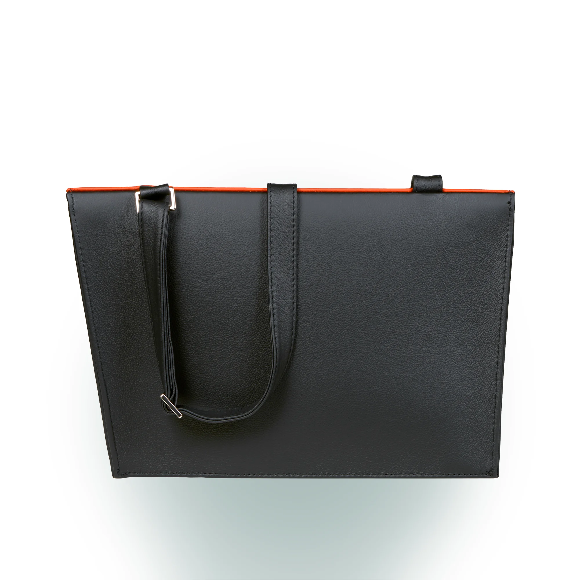 Olbrish Handtasche Drehort, Nappaleder Schwarz-Orange, Rückwand