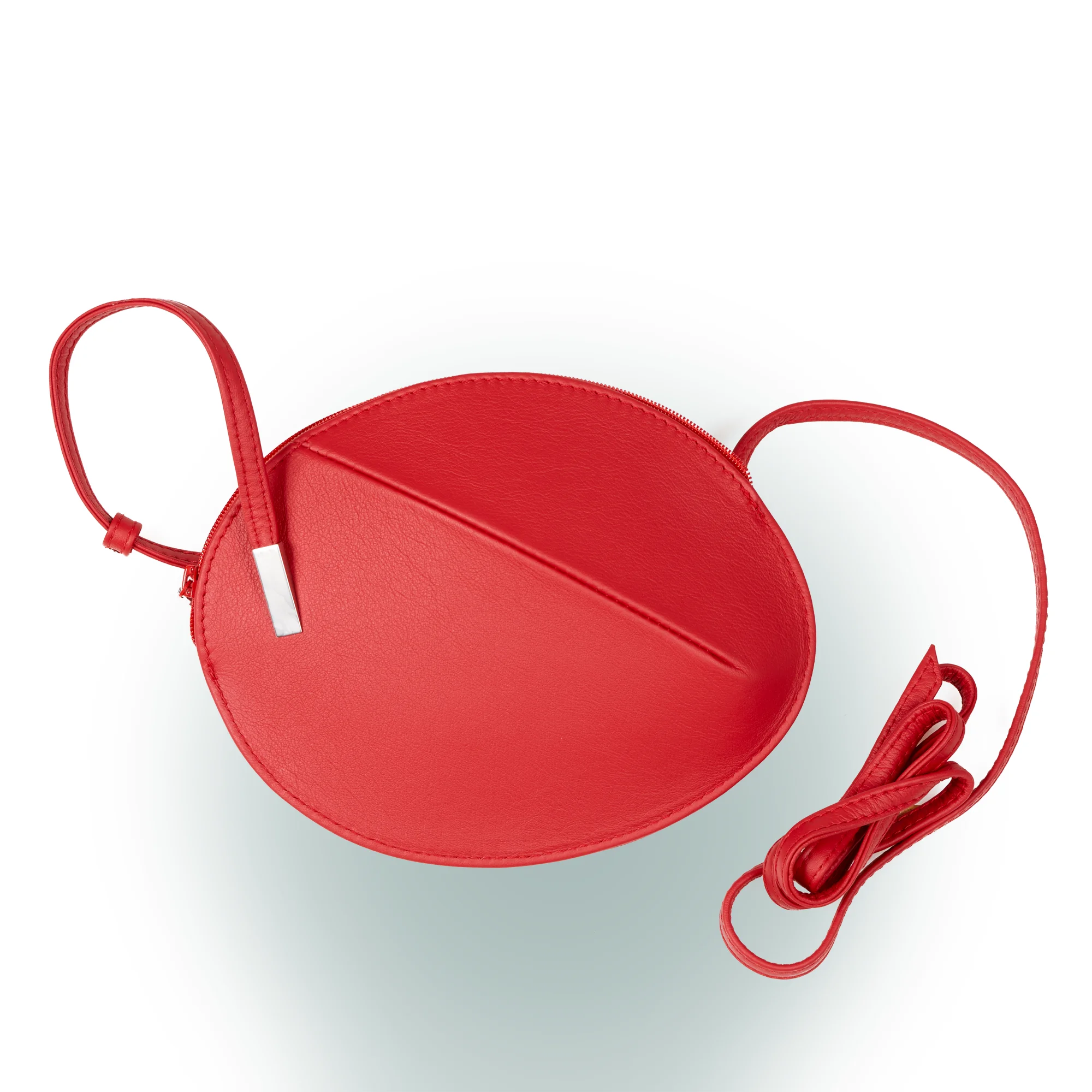 Olbrish Handtasche Oval, Nappaleder Rot, Obenansicht