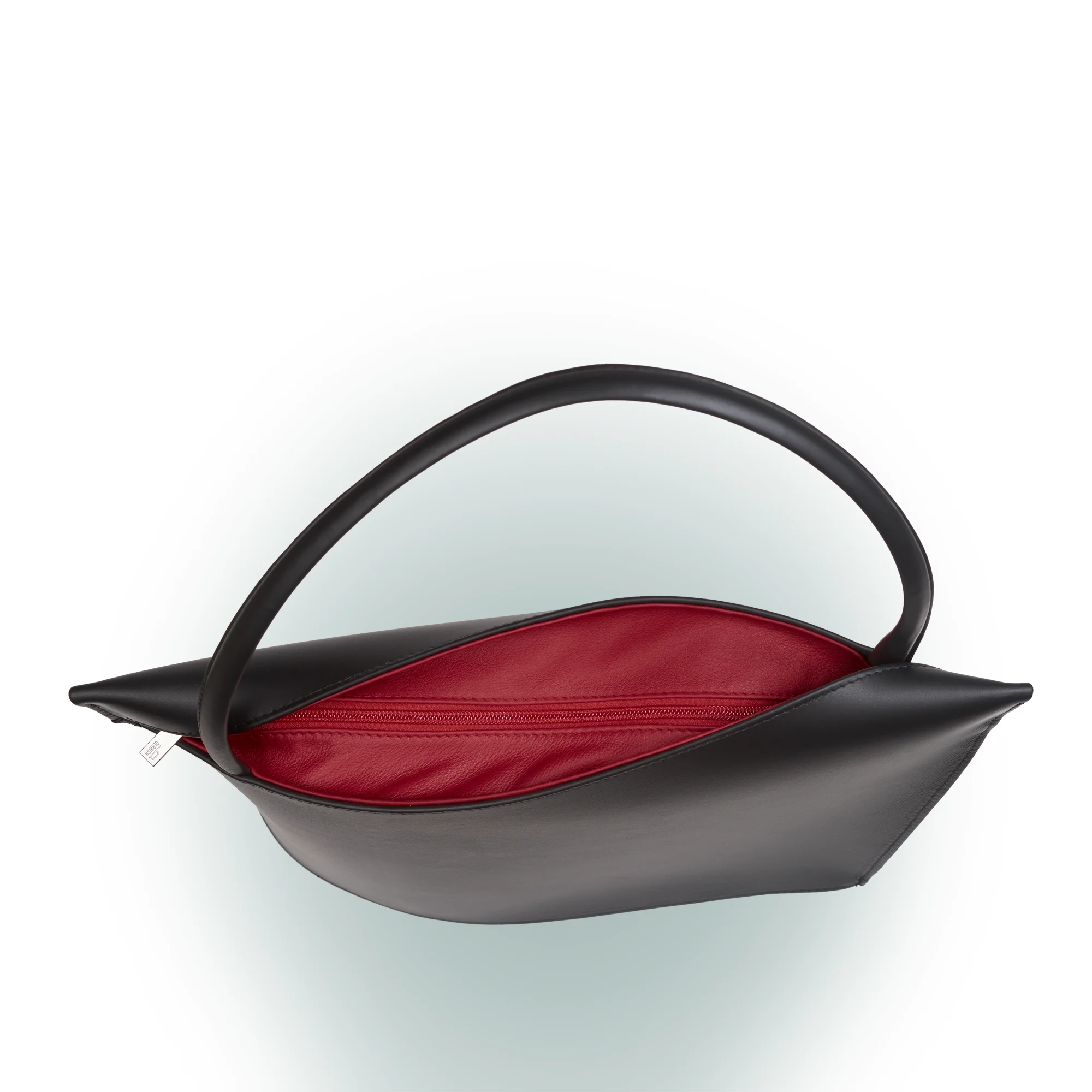 Olbrish Handtasche Wave, Nappaleder Schwarz-Weinrot, Größe L, Obenansicht