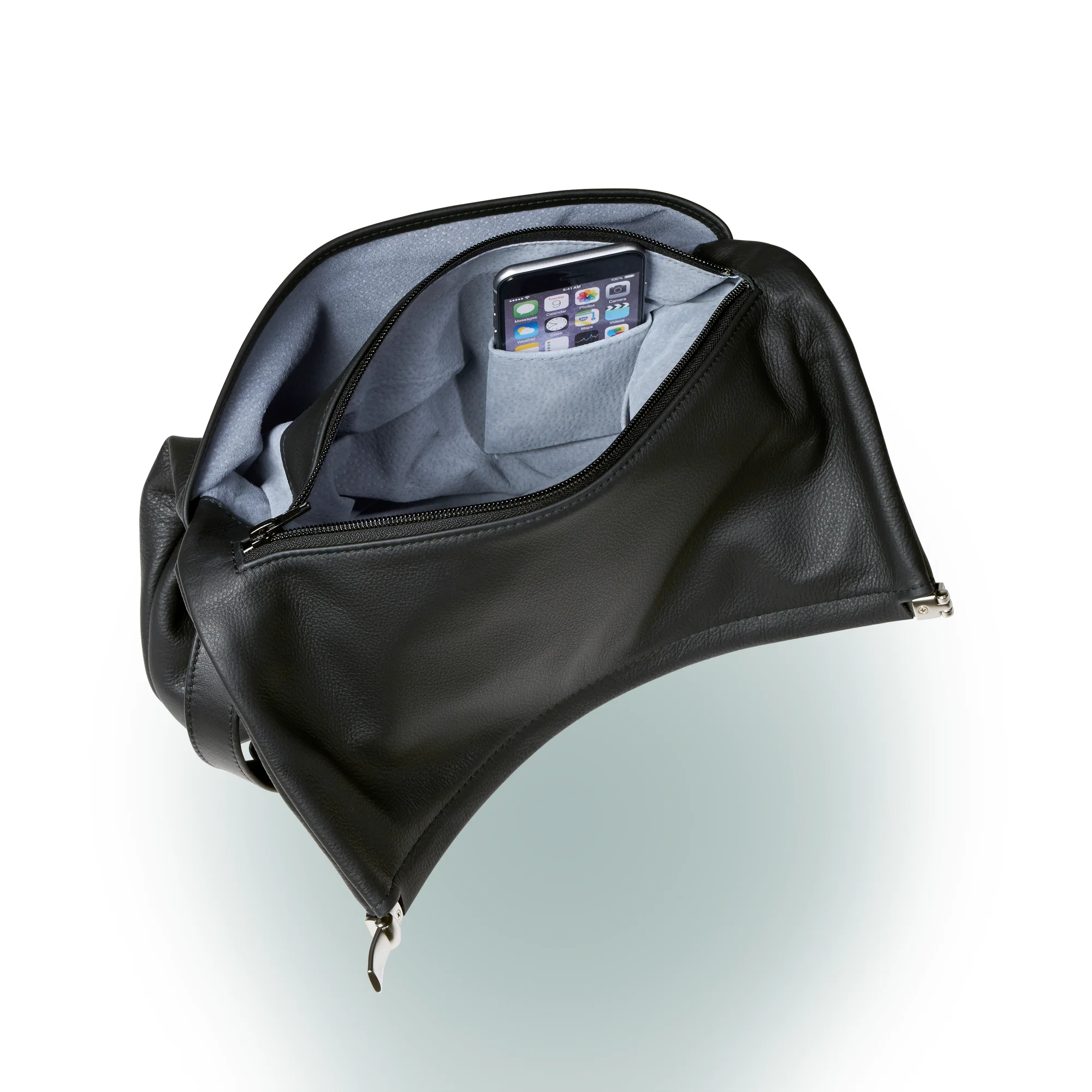 Olbrish Handtasche Wandelbar, Nappaleder Schwarz, Größe L, Innenleben