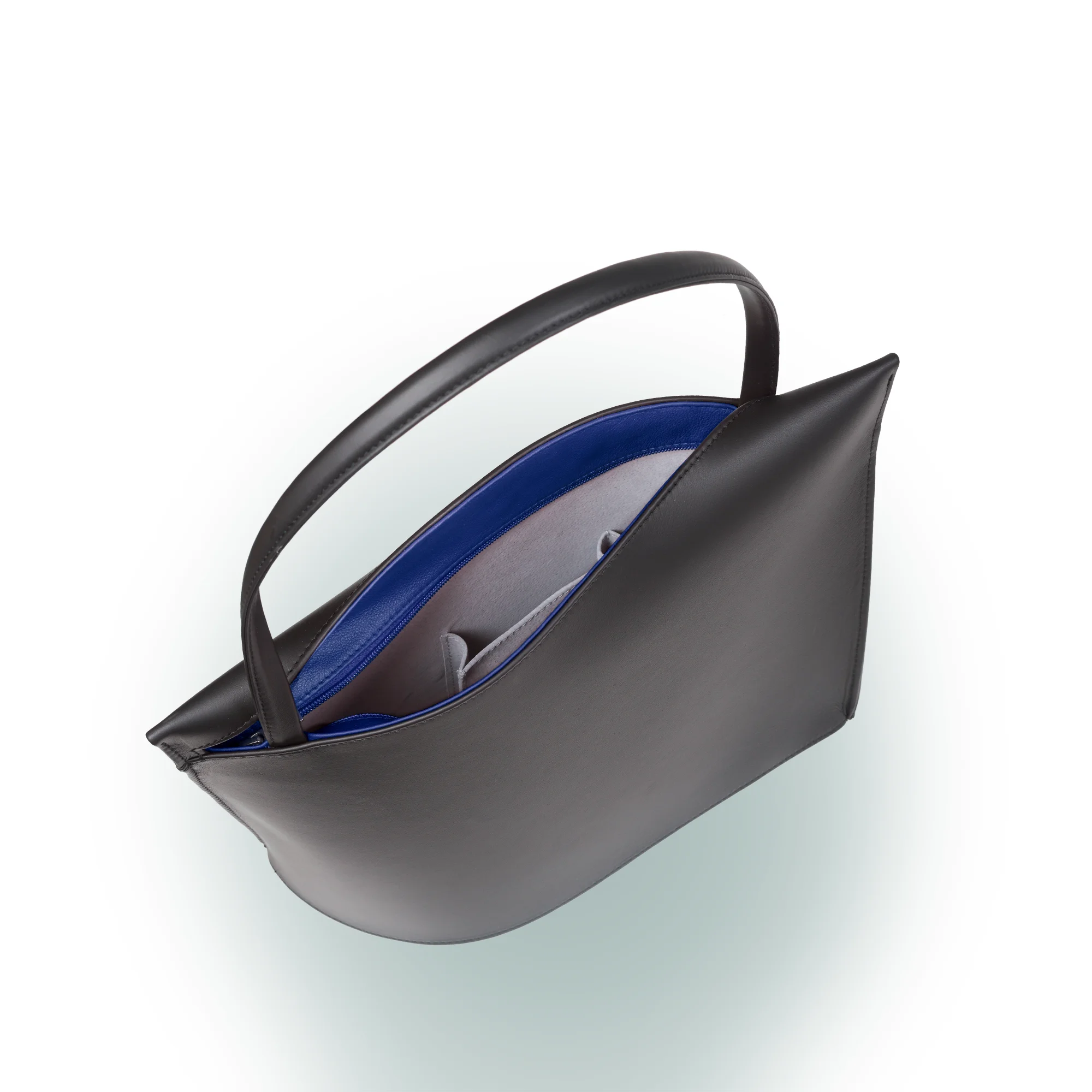Olbrish Handtasche Wave, Nappaleder Schwarz-Royalblau, Größe L, Innenleben
