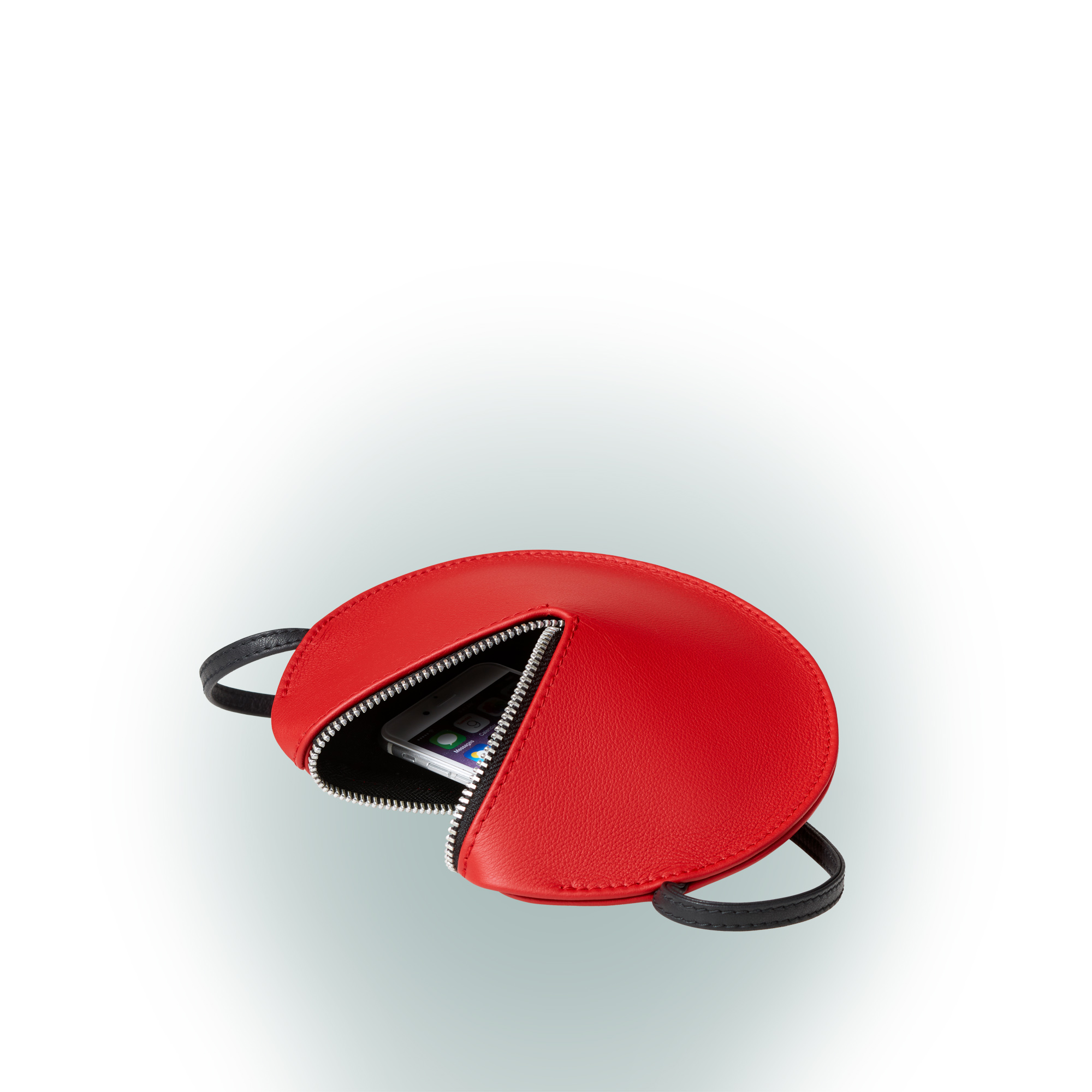 Olbrish Handtasche Kreisel, Nappaleder Rot, Größe XS, Offene Ansicht