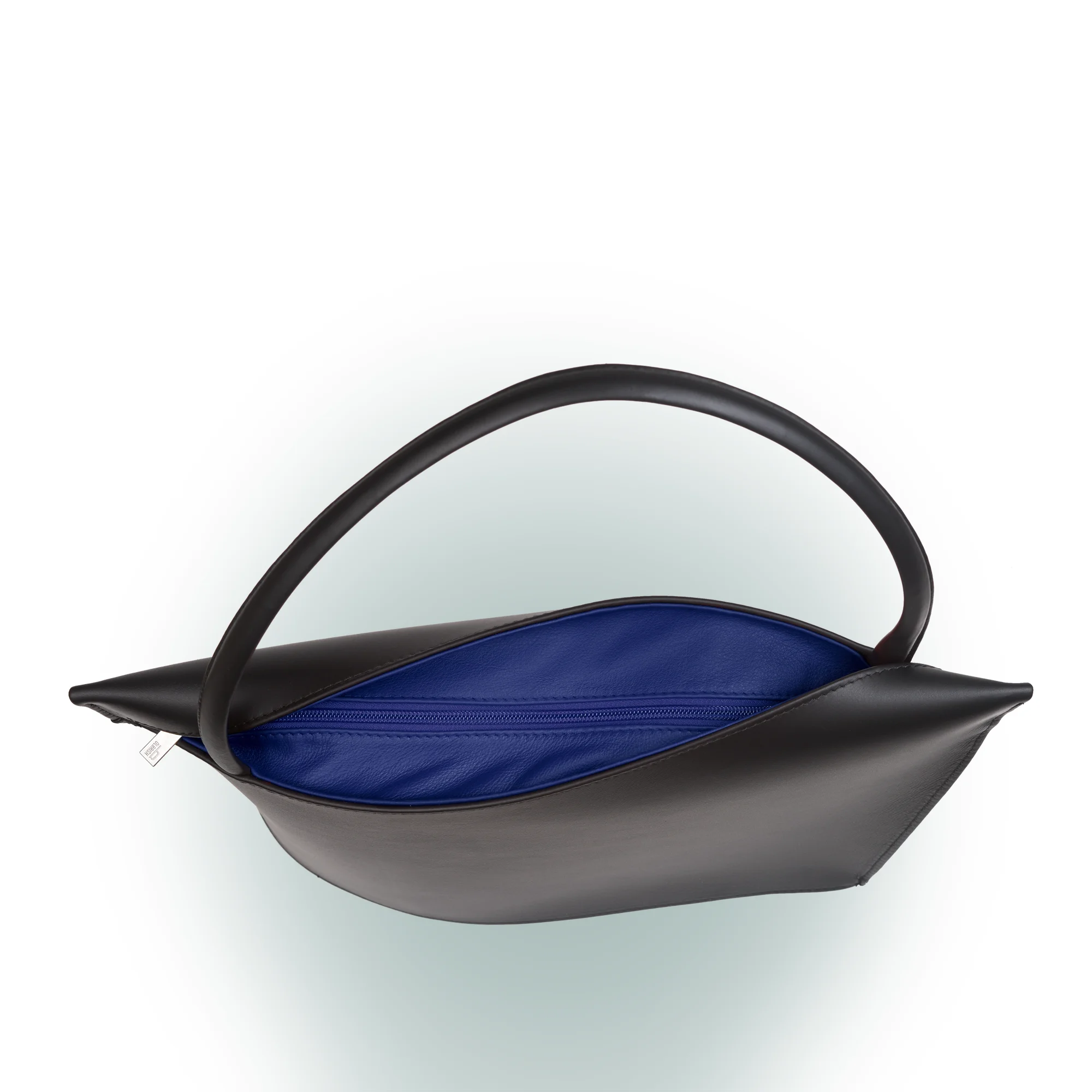 Olbrish Handtasche Wave, Nappaleder Schwarz-Royalblau, Größe L, Obenansicht