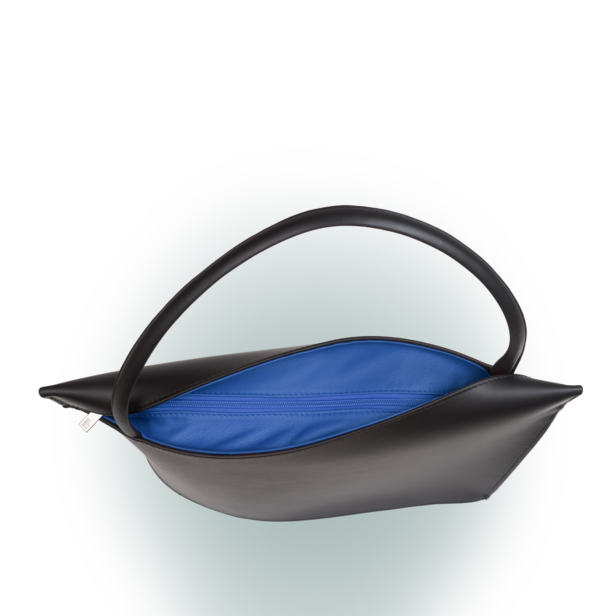 Olbrish Handtasche Wave, Nappaleder Schwarz-Azurblau, Größe L, Obenansicht