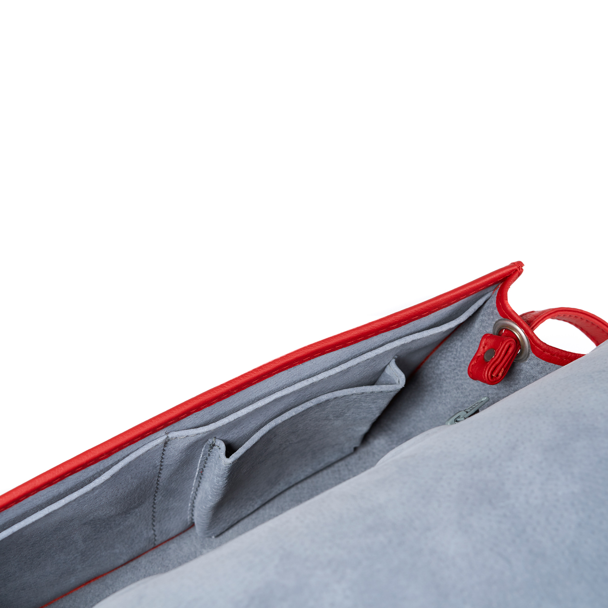 Olbrish Handtasche Torii, Nappaleder Rot, Größe L, Innenleben-Detailansicht
