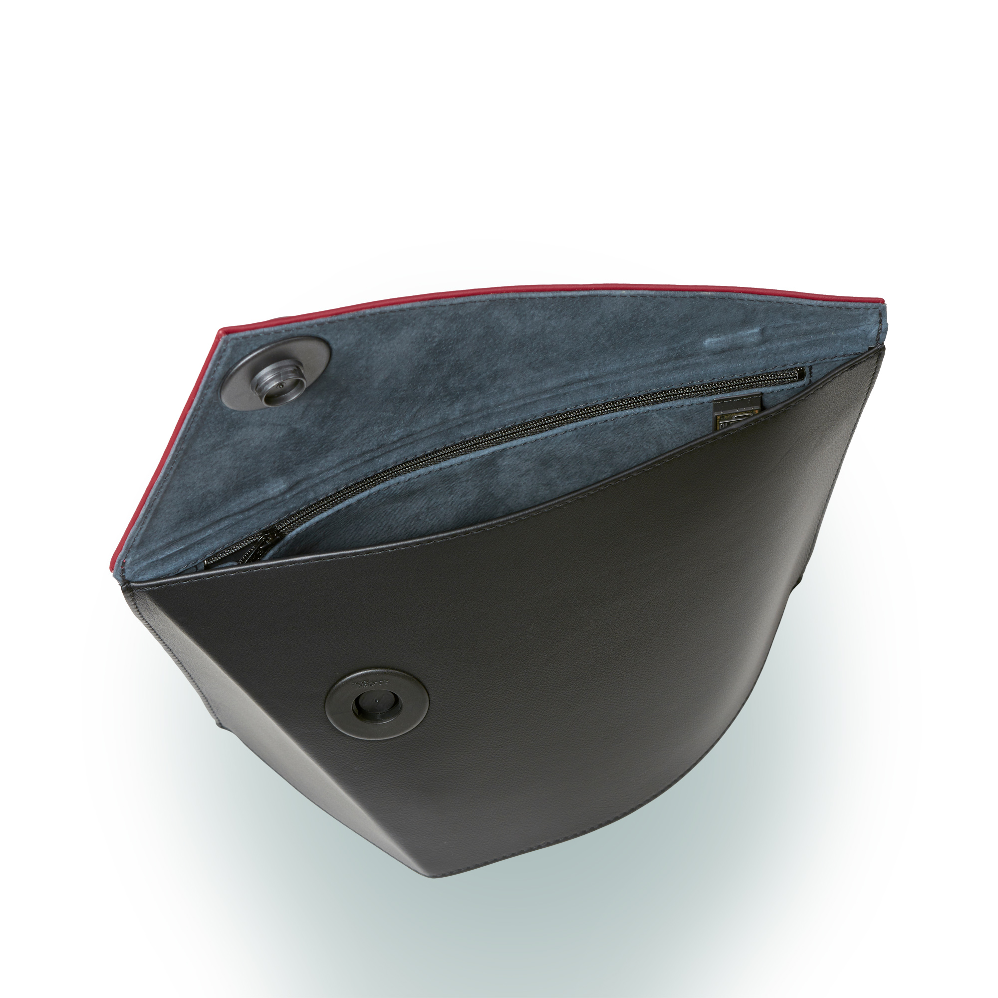 Olbrish Handtasche Drehort, Nappaleder Schwarz-Weinrot, Obenansicht