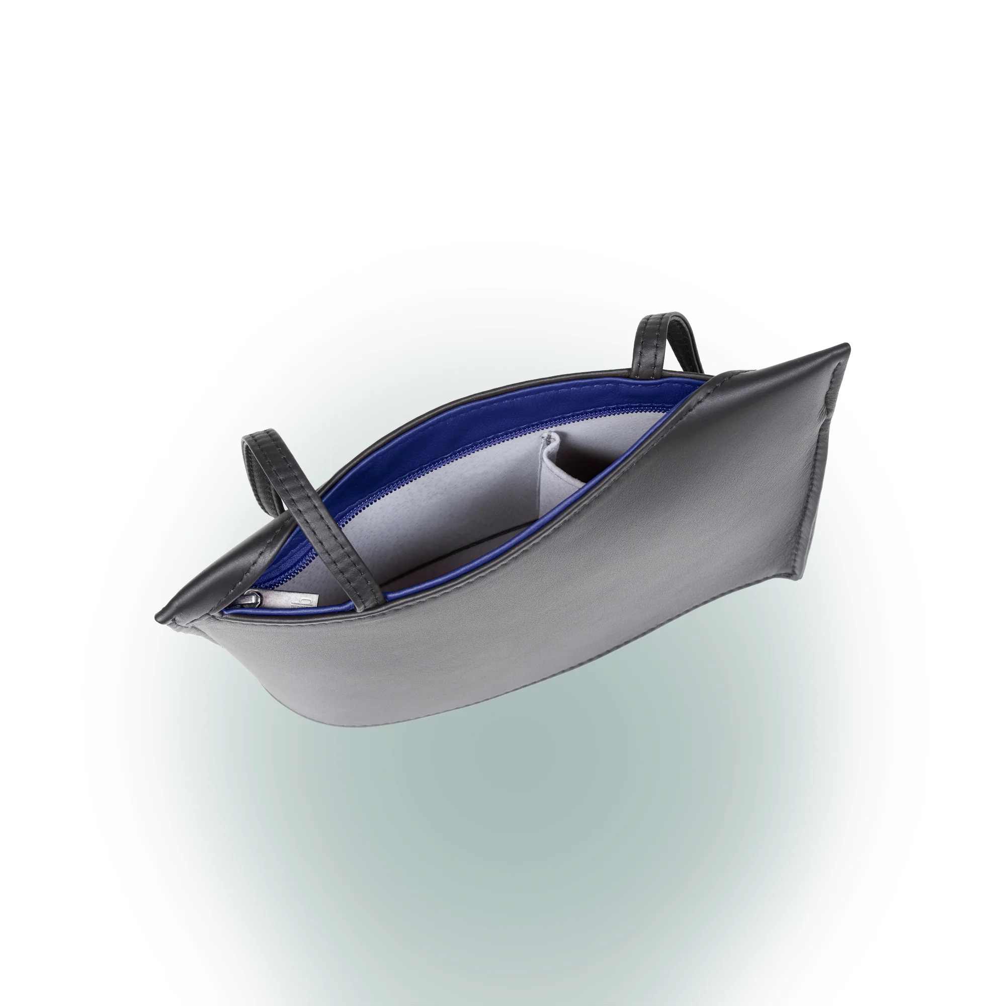 Olbrish Handtasche Wave, Nappaleder Schwarz-Royalblau, Größe S, Innenleben