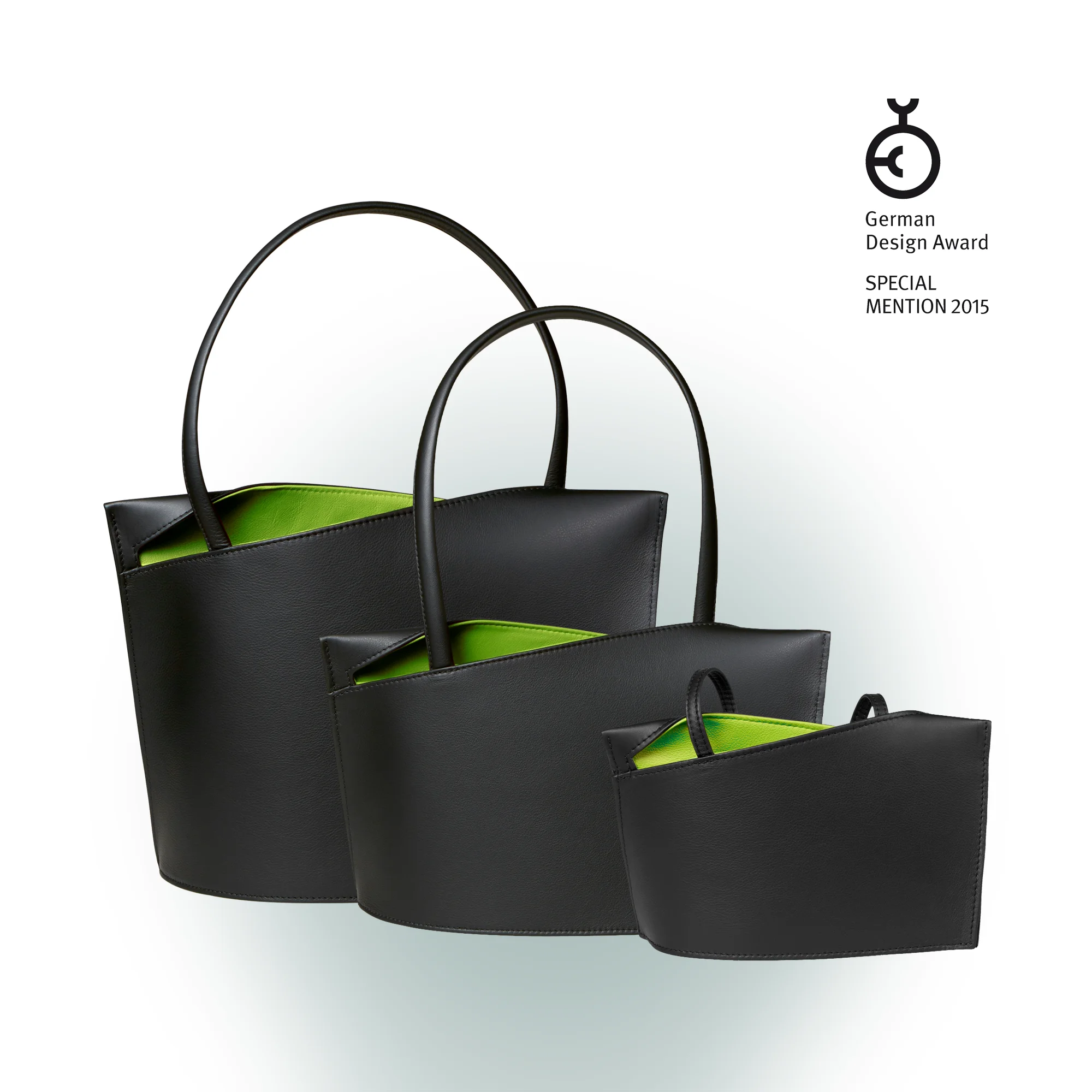 Olbrish Handtasche Wave, Nappaleder Schwarz-Apfelgrün, Gruppenansicht