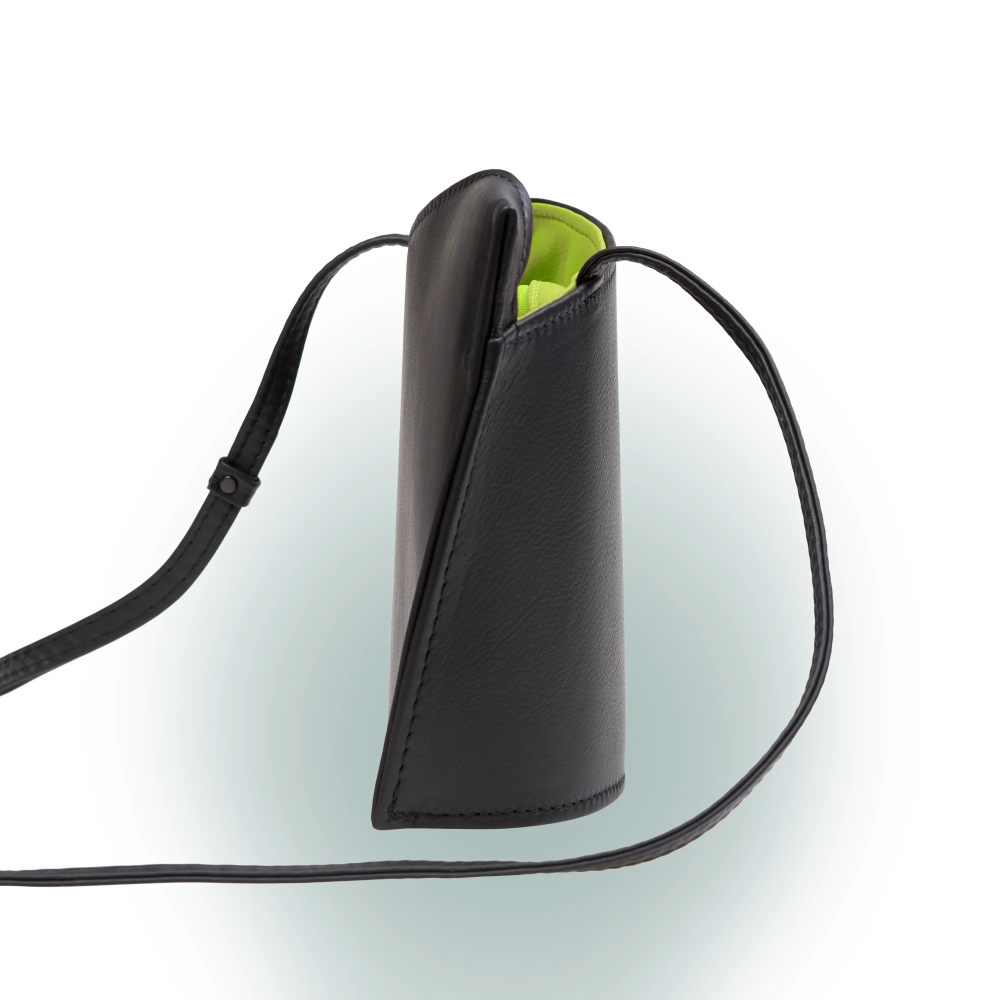 Olbrish Handtasche Wave, Nappaleder Schwarz-Apfelgrün, Größe S, Seitenansicht