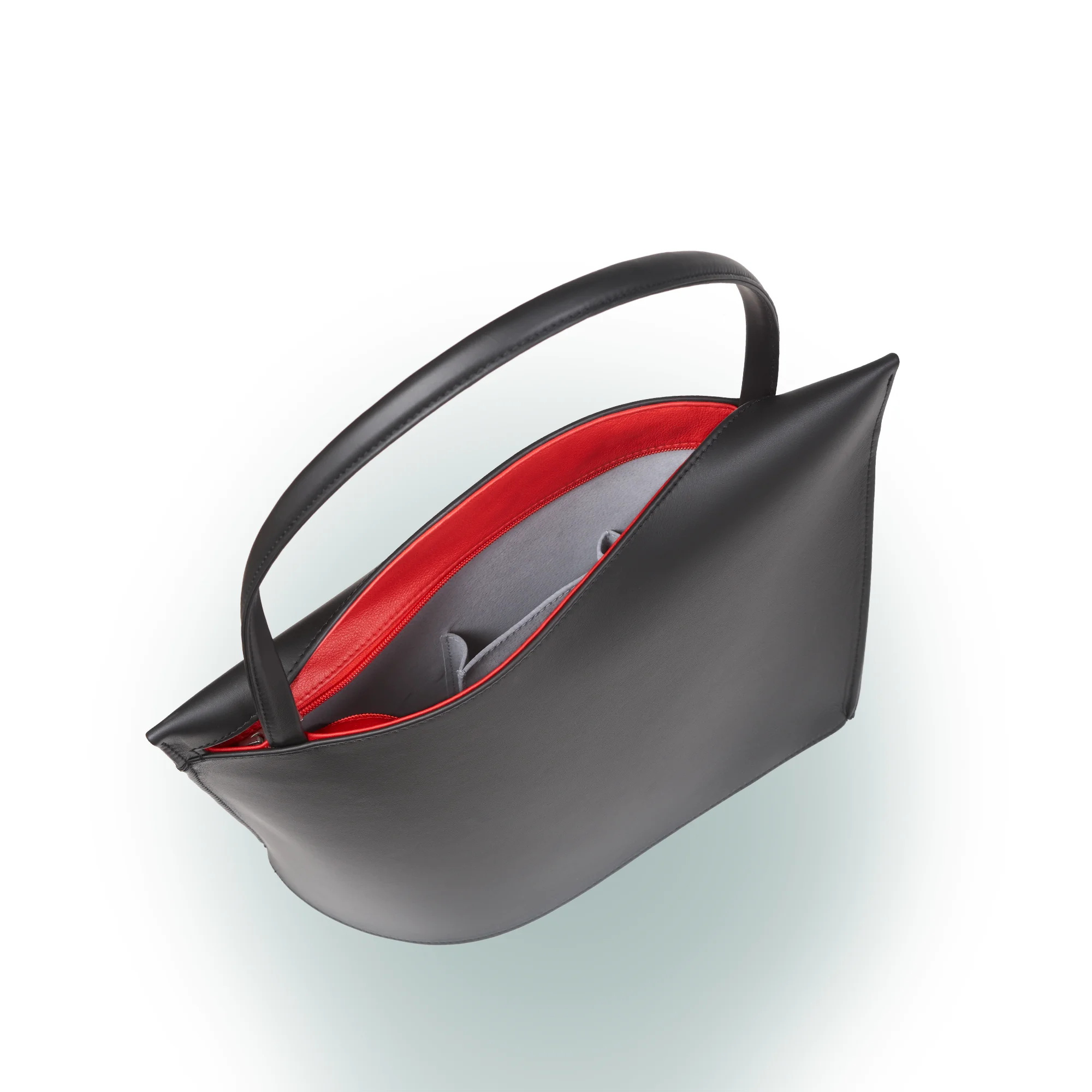 Olbrish Handtasche Wave, Nappaleder Schwarz-Rot, Größe L, Innenleben