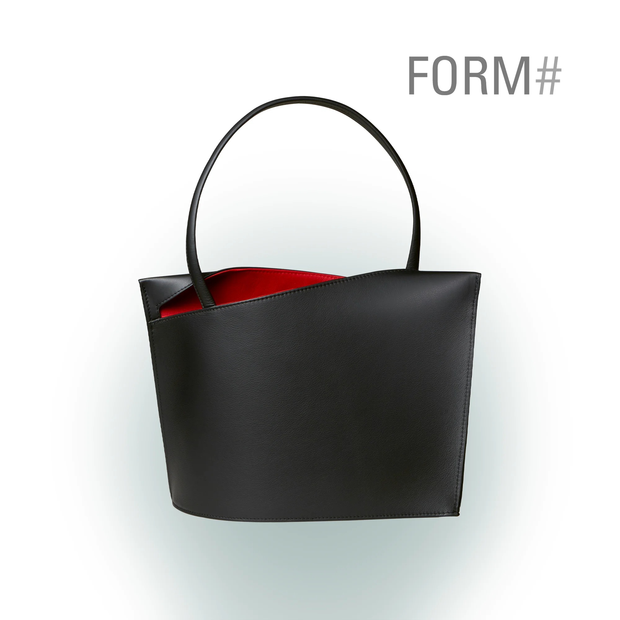 Olbrish Handtasche Wave, Nappaleder Schwarz-Rot, Größe L, Vorderwand