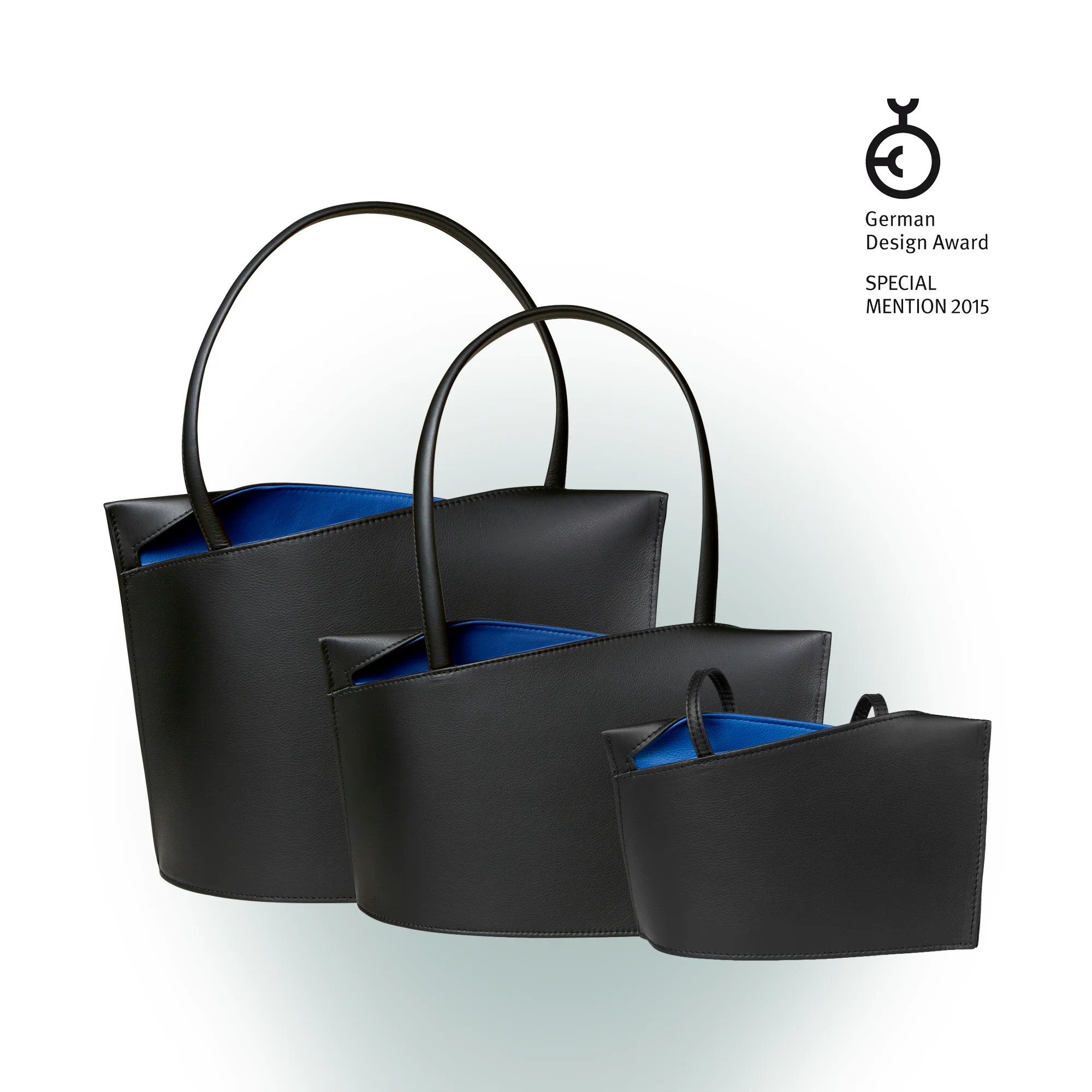 Olbrish Handtasche Wave, Nappaleder Schwarz-Azurblau, Gruppenansicht 