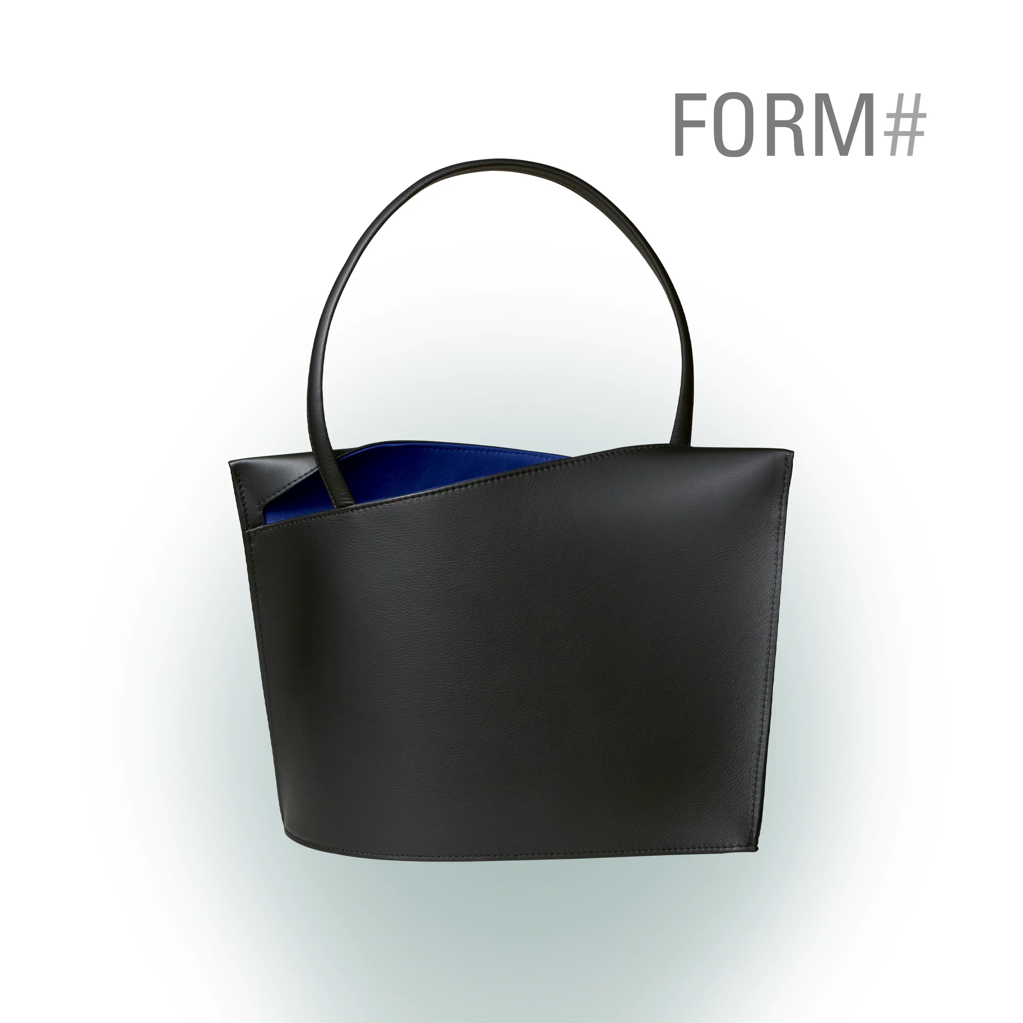 Olbrish Handtasche Wave, Nappaleder Schwarz-Royalblau, Größe L, Vorderwand