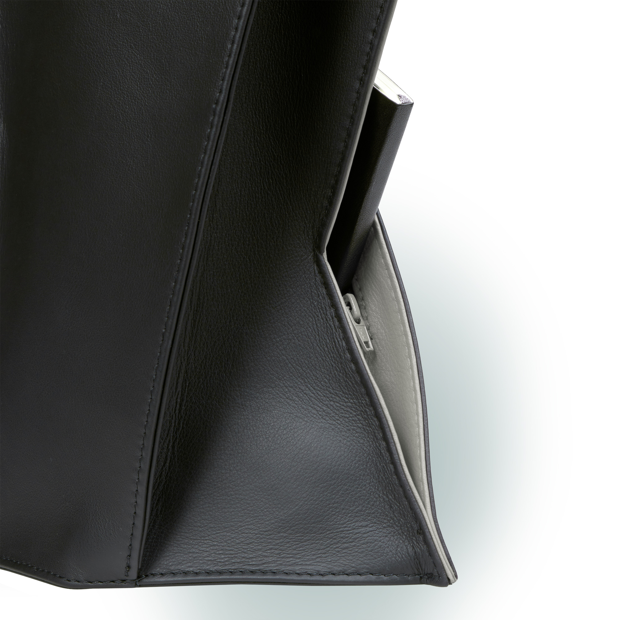 Olbrish Handtasche Generation X, Nappaleder Schwarz-Stone, Größe L, Seitenansicht