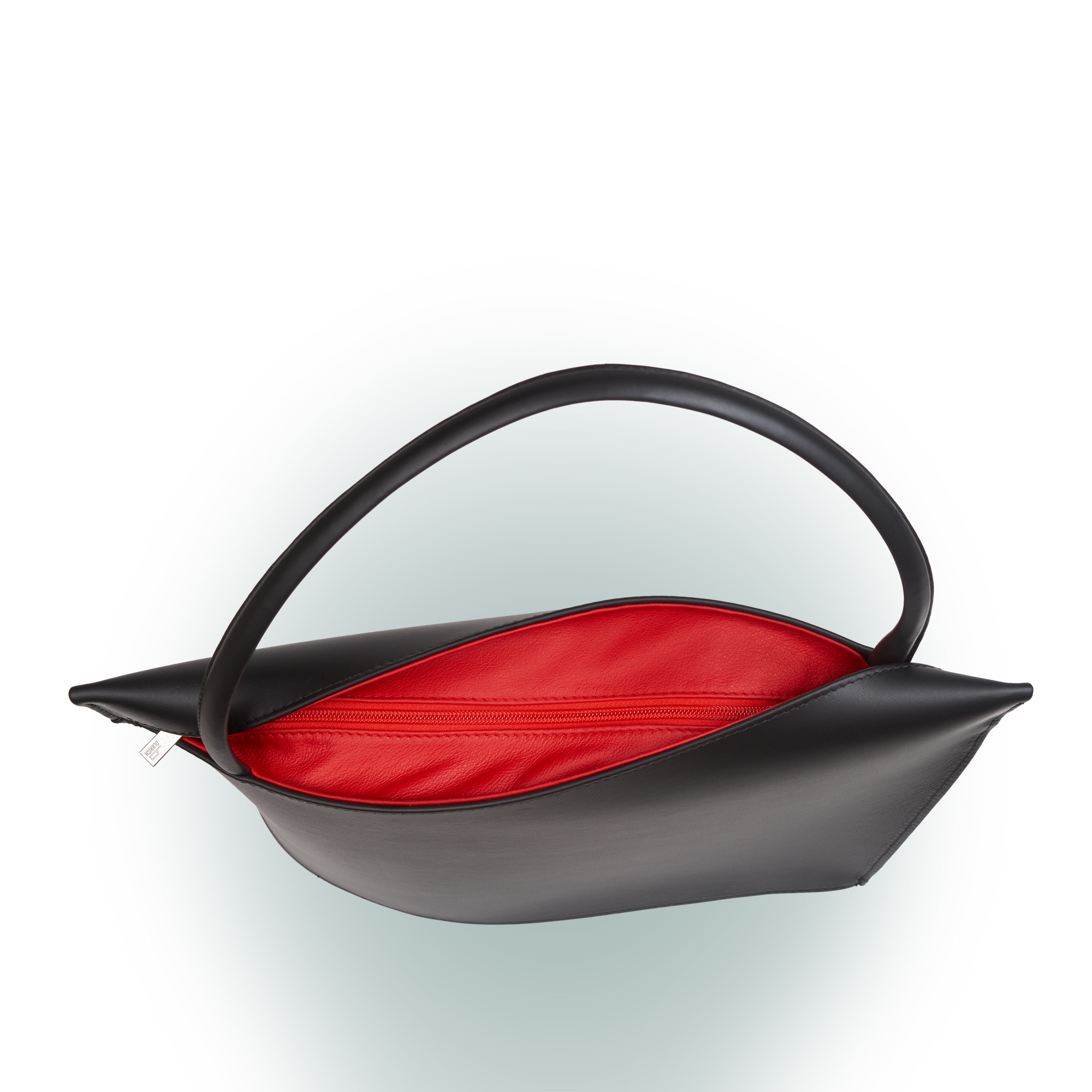 Olbrish Handtasche Wave, Nappaleder Schwarz-Rot, Größe L, Obenansicht