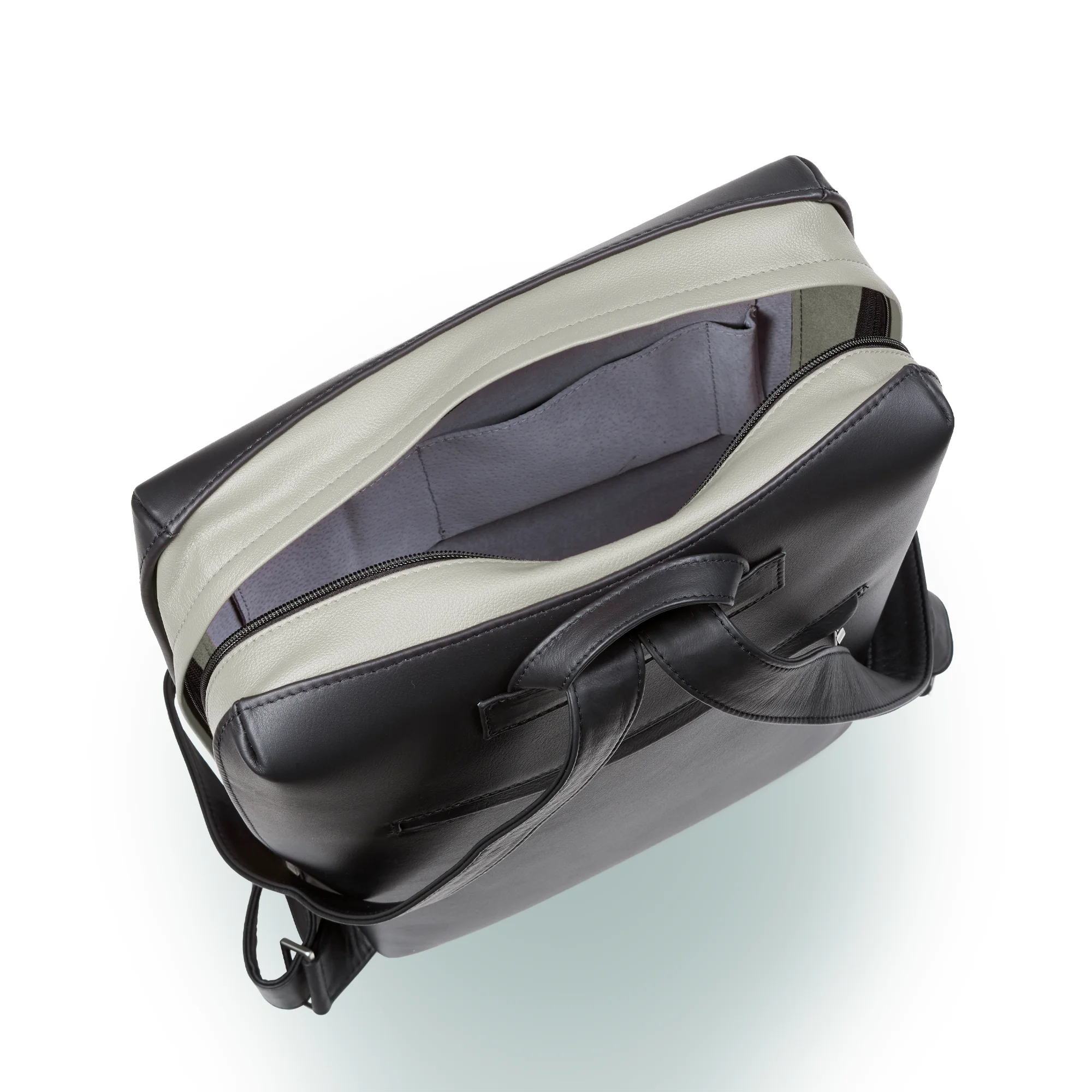 Olbrish Rucksack Jetback, Nappaleder Schwarz-Stone, Größe M, Innenleben von hinten