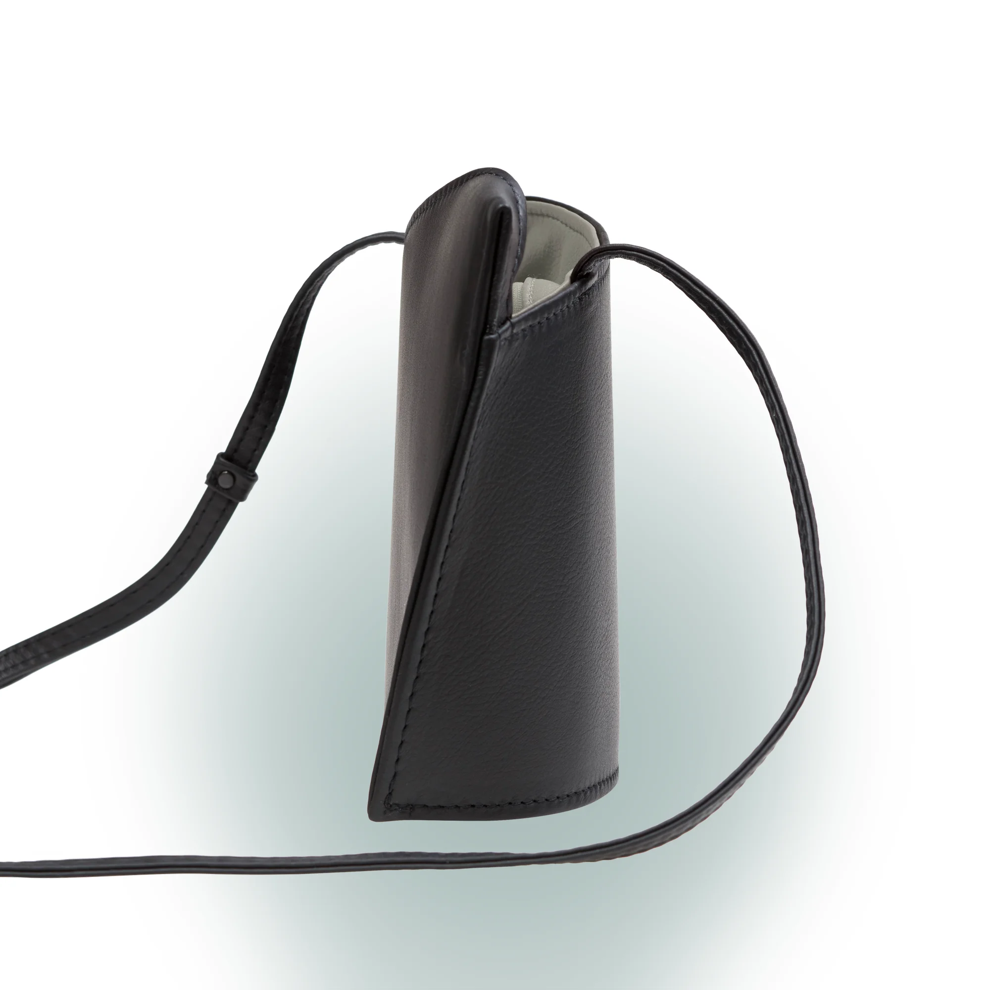 Olbrish Handtasche Wave, Nappaleder Schwarz-Stone, Größe S, Seitenansicht