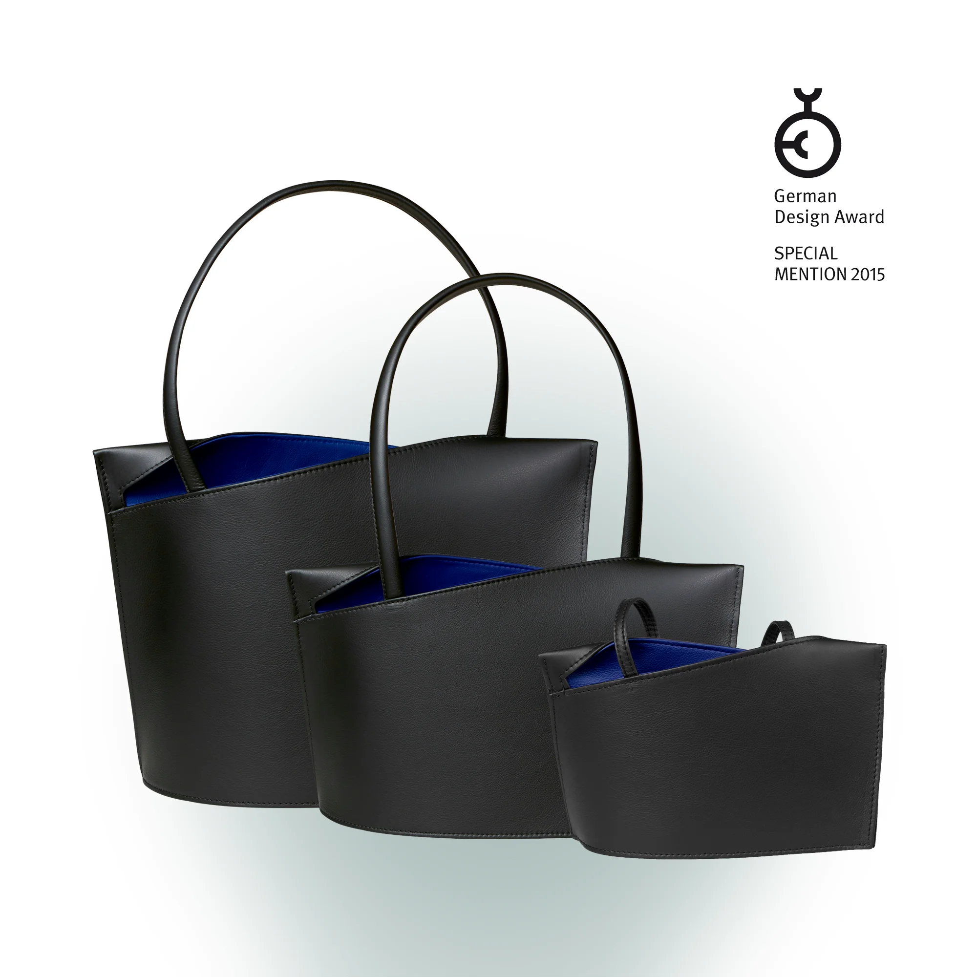 Olbrish Handtasche Wave, Nappaleder Schwarz-Royalblau, Gruppenansicht