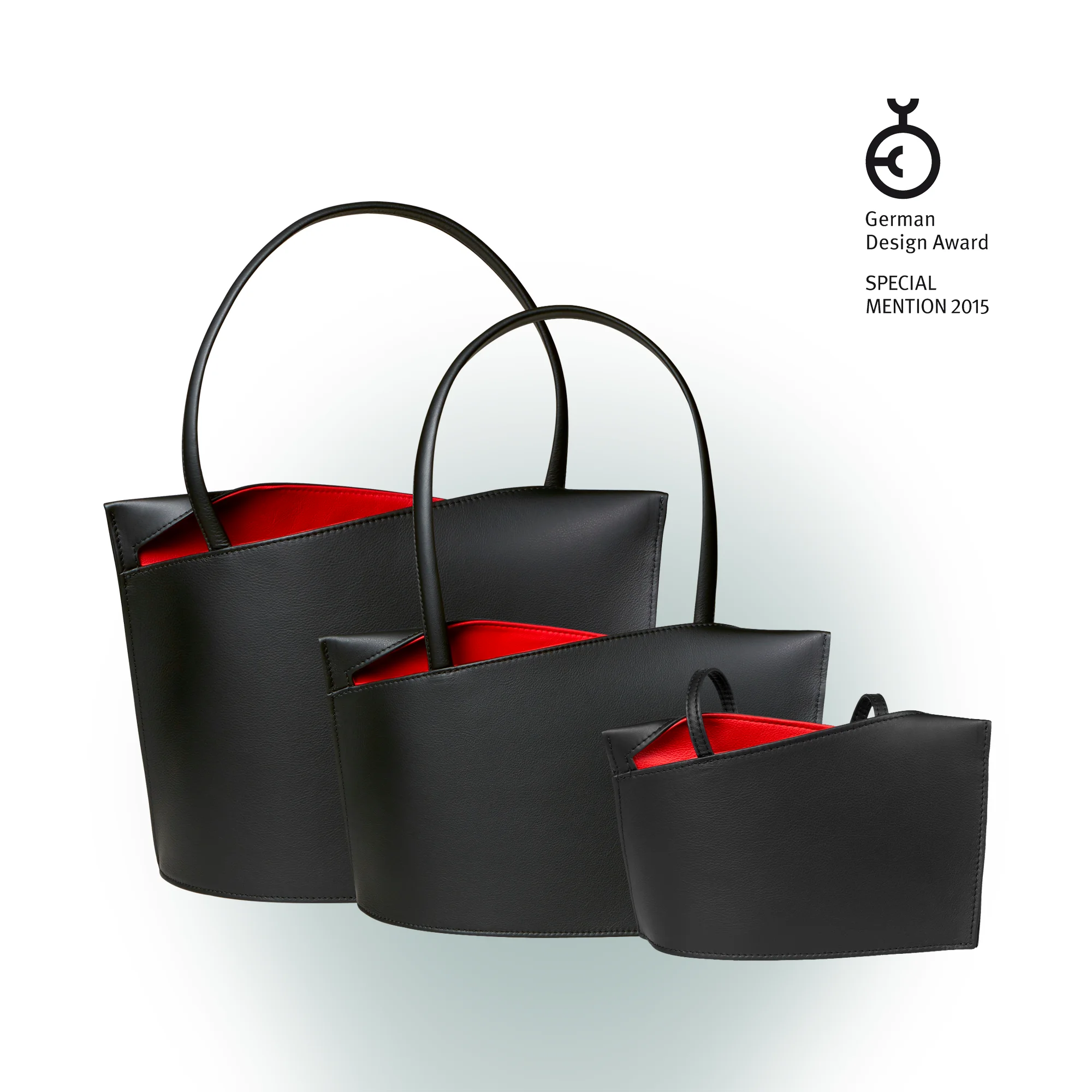 Olbrish Handtasche Wave, Nappaleder Schwarz-Rot, Gruppenansicht
