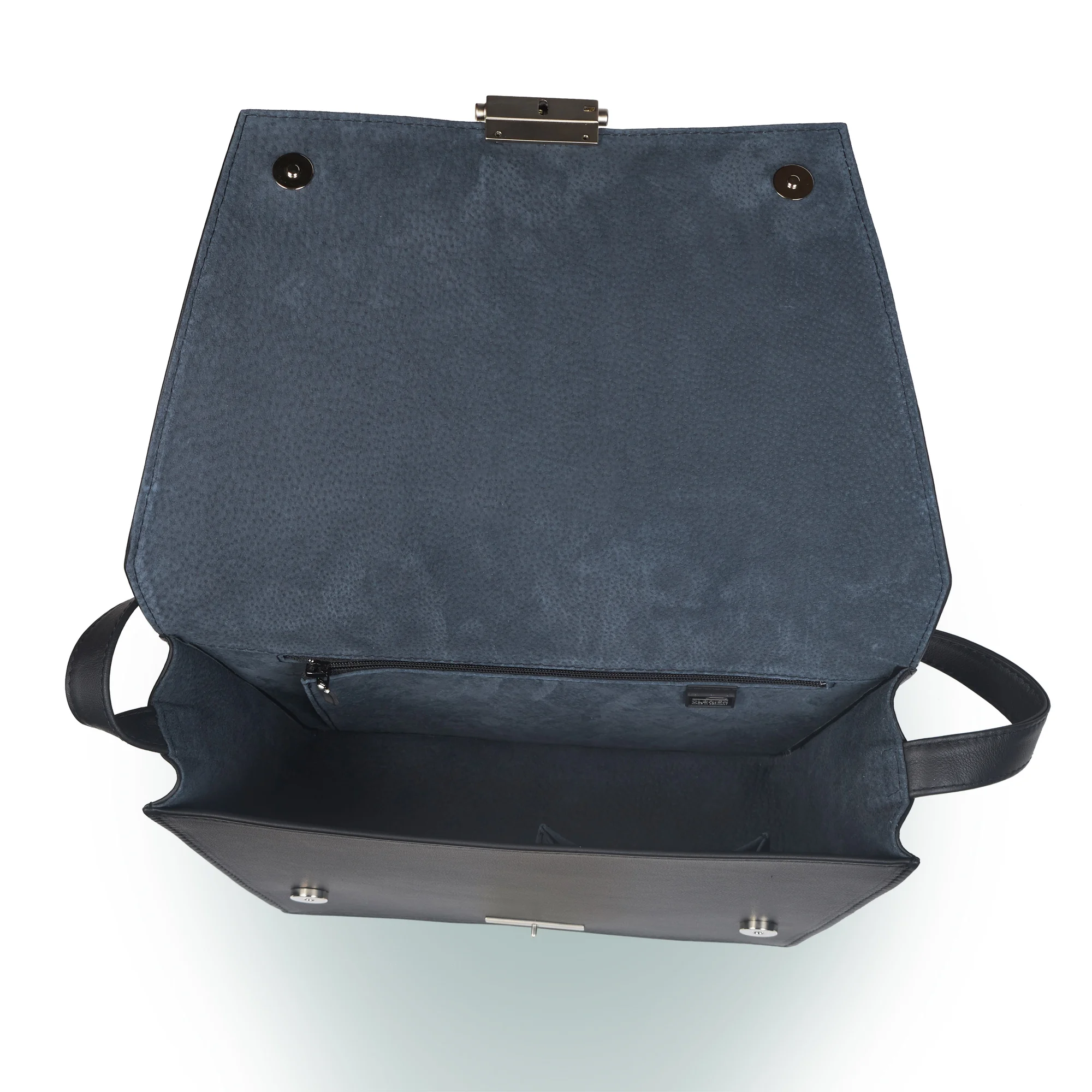 Olbrish Handtasche Torii, Nappaleder Schwarz und Fischleder Lachs, Größe XL, Innenleben