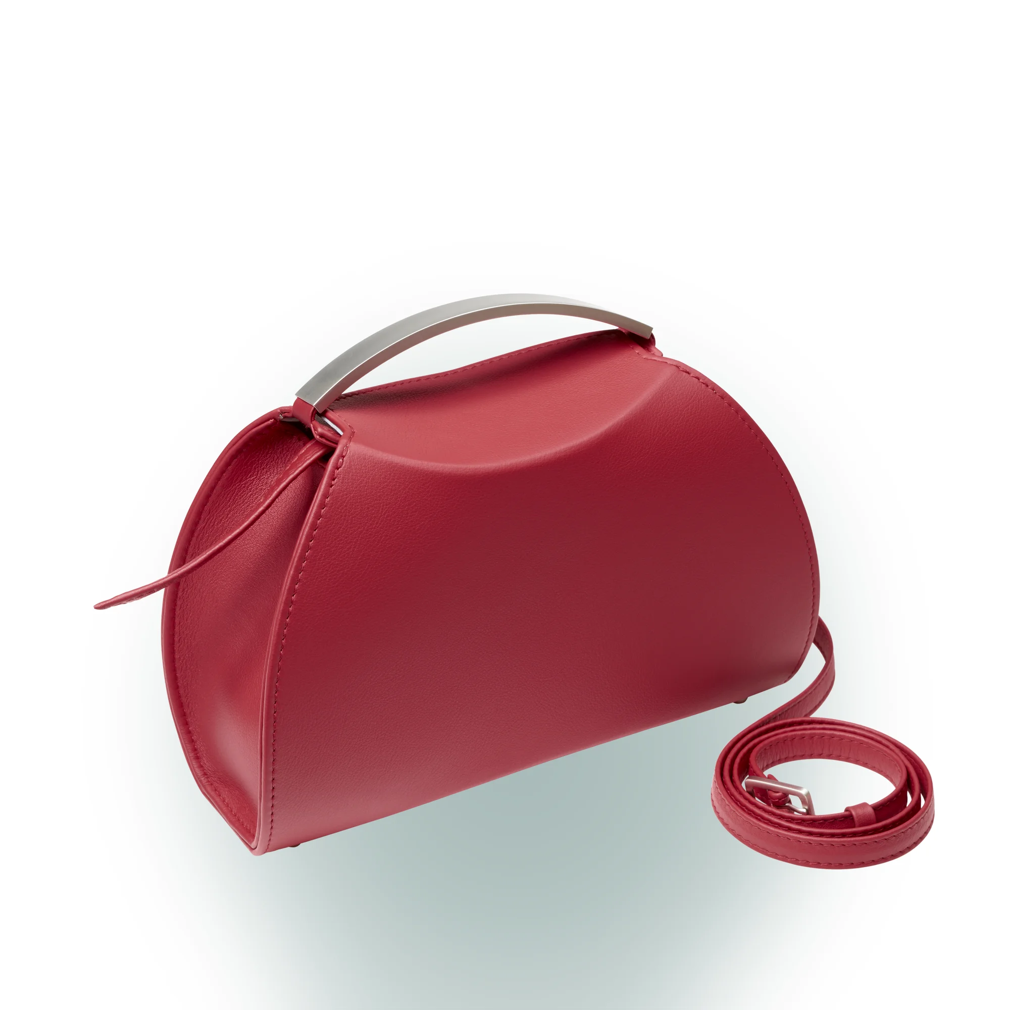 Olbrish Handtasche Teatime, Nappaleder Weinrot, Vorderwand mit Trageriemen