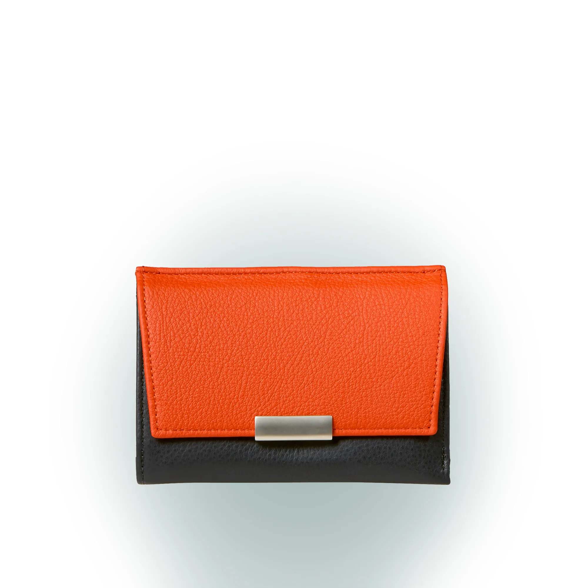 Olbrish Portemonnaie Journal, Nappaleder Schwarz-Orange, Vorderwand