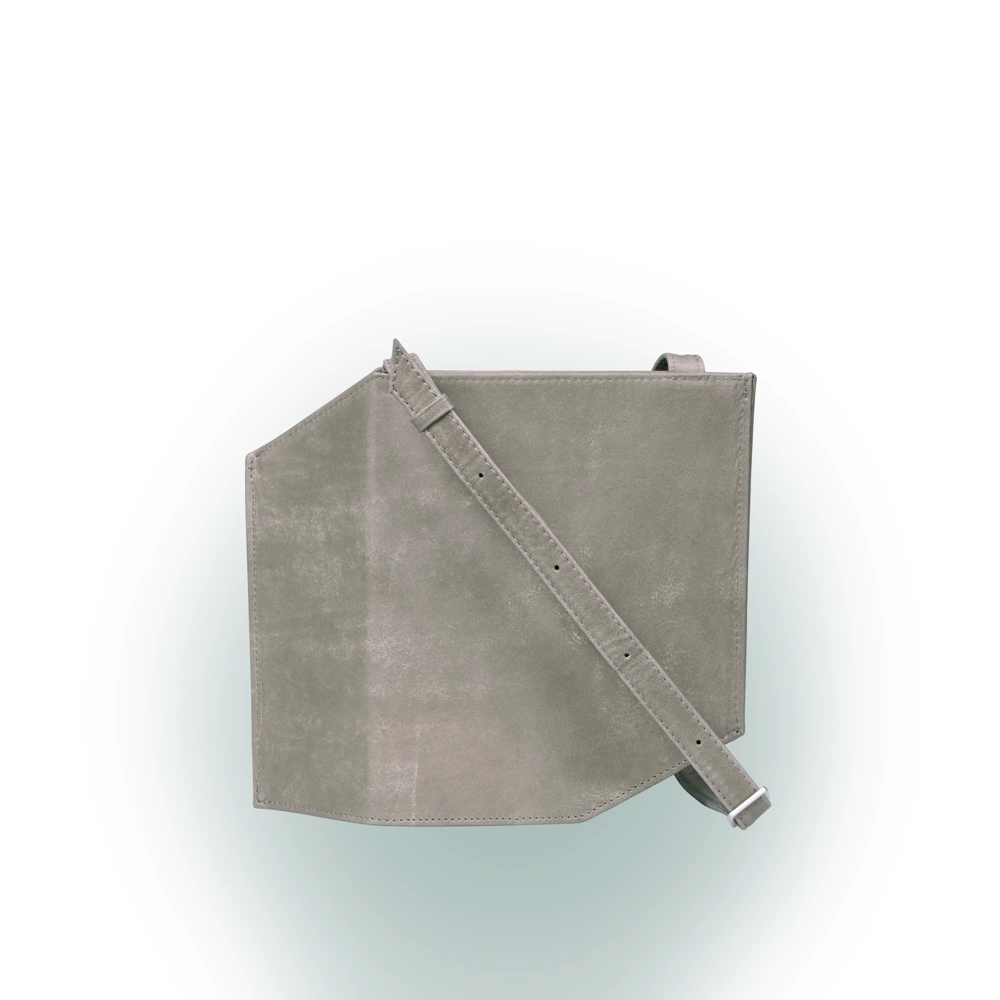 Olbrish Handtasche Kubus, Nubukleder Hellgrau, Größe S, Rückwand
