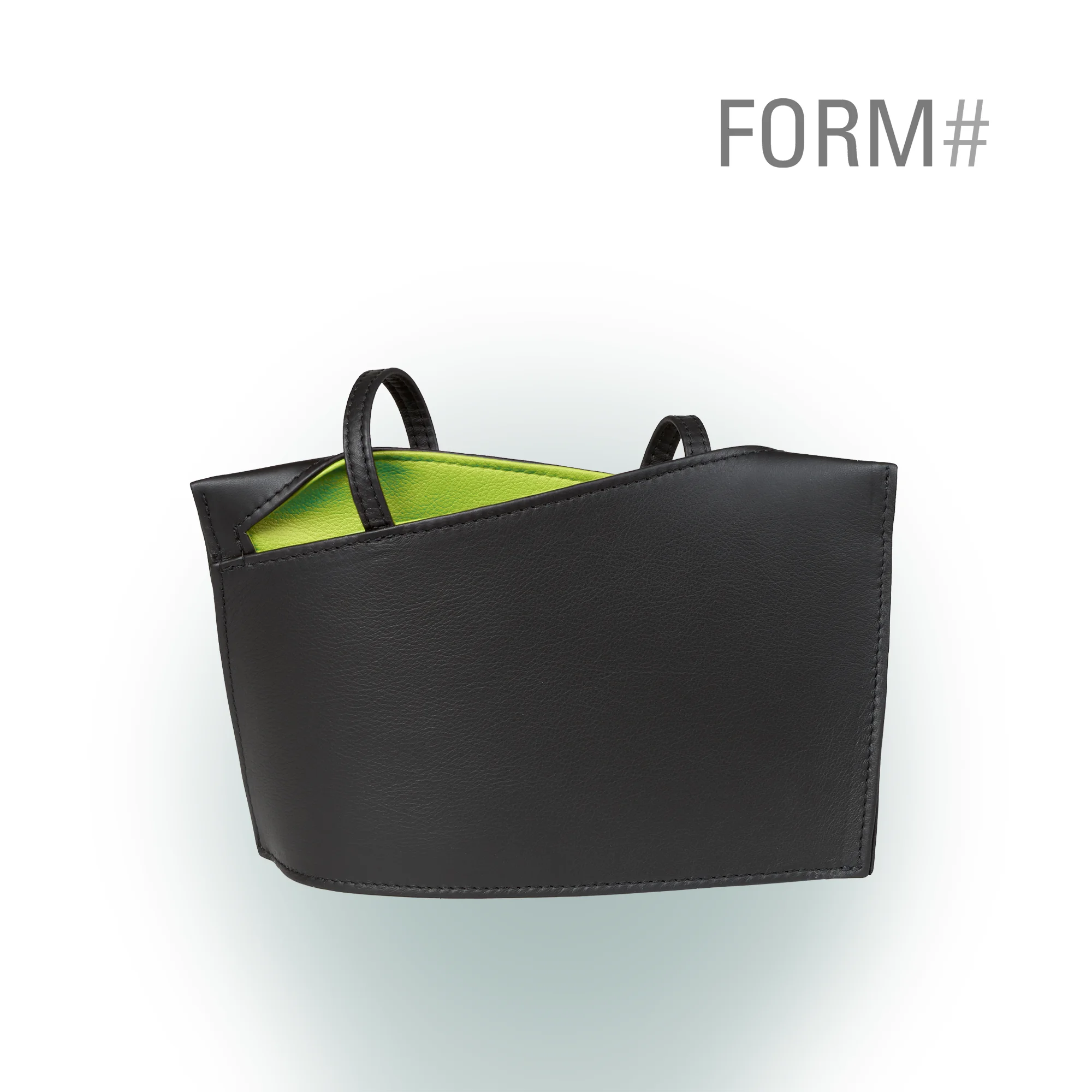 Olbrish Handtasche Wave, Nappaleder Schwarz-Apfelgrün, Größe S, Vorderwand
