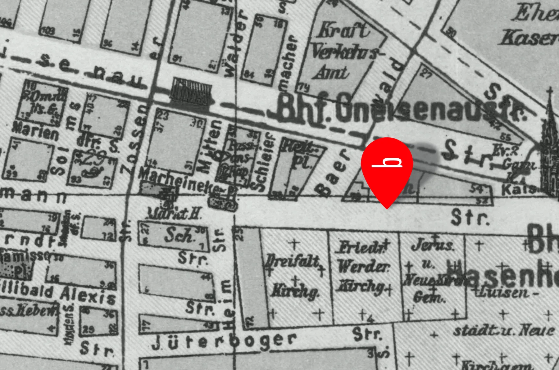 Stadtplan Berlin mit Olbrish-Stecknadel