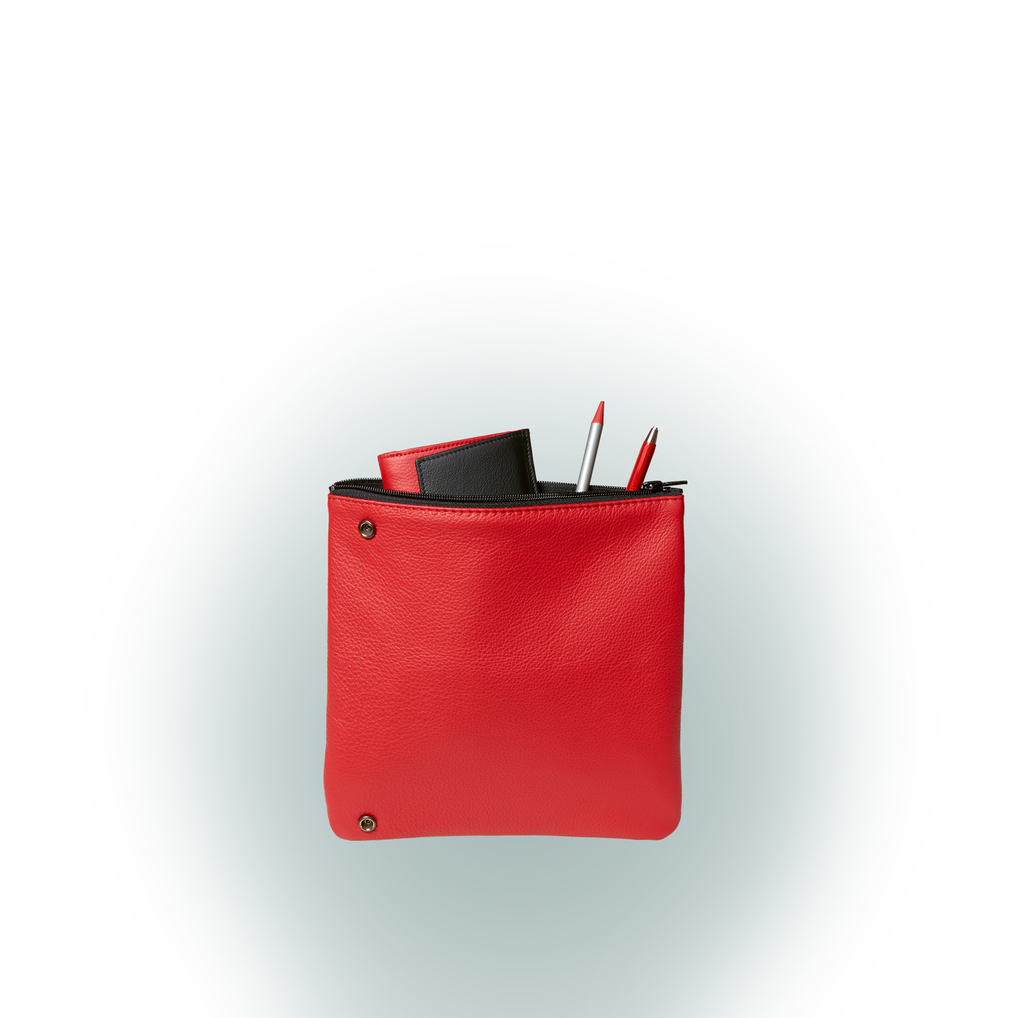 Olbrish Handtasche Dingi, Nappaleder Rot, Größe M, Vorderwand mit Objekten