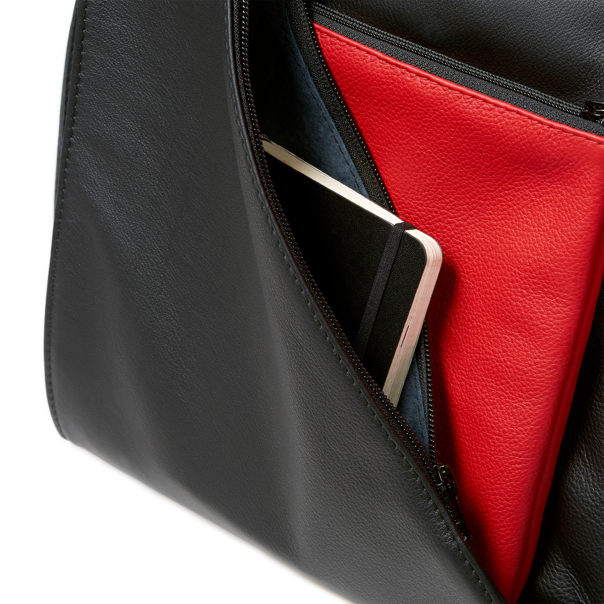 Olbrish Handtasche Genua, Nappaleder Schwarz-Rot, Größe M, Detailansicht 2