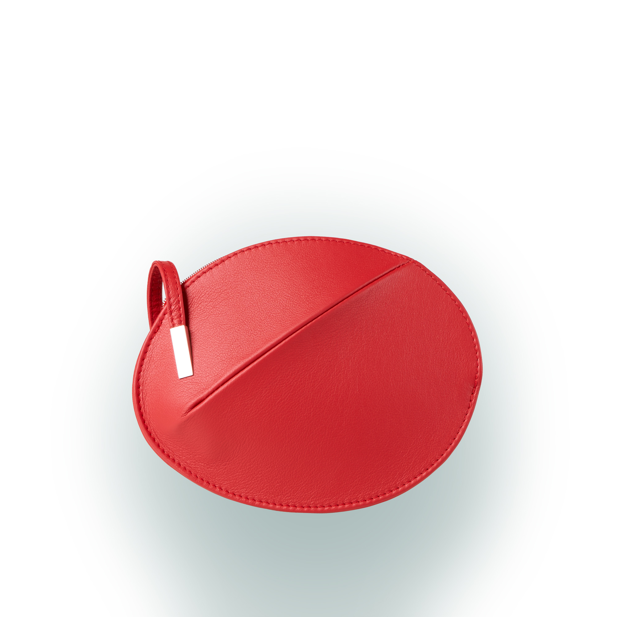 Olbrish Handtasche Oval, Nappaleder Rot, Vorderwand