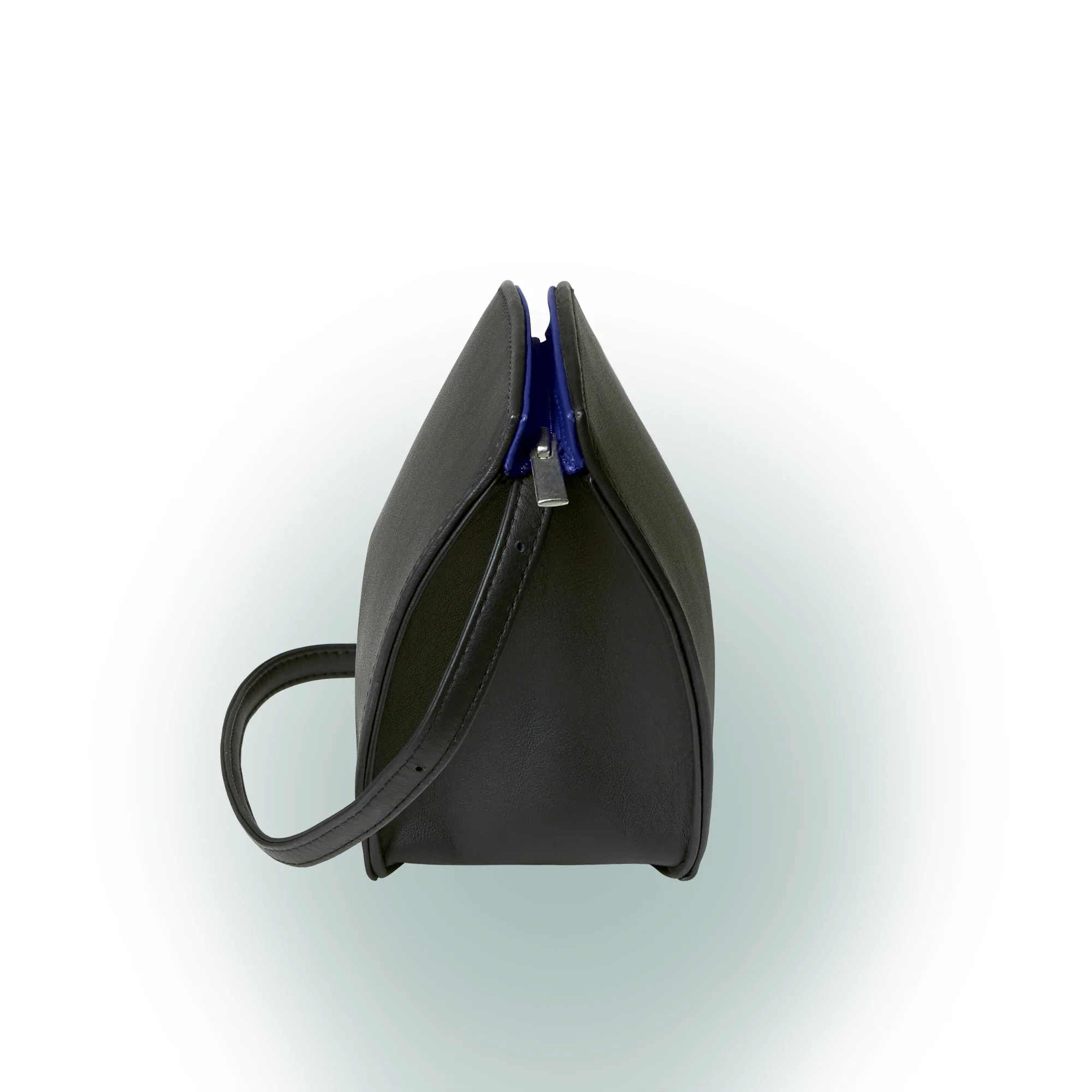 Olbrish Handtasche Highway, Nappaleder Schwarz-Royalblau, Seitenansicht